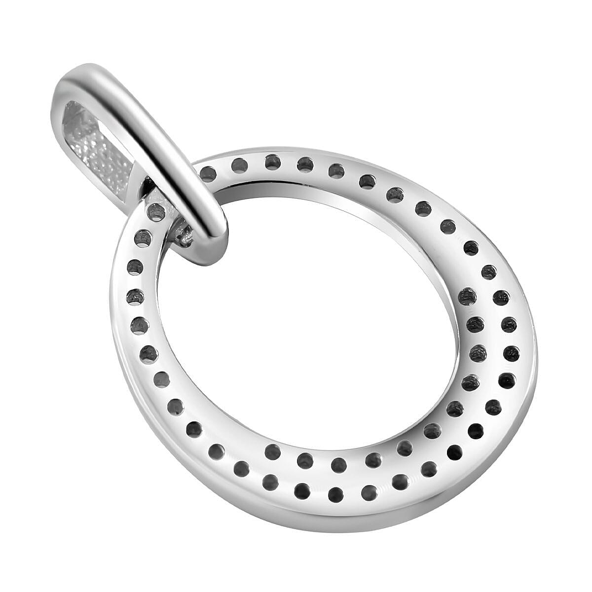 NY Closeout - Simulated Diamond Pendant in Rhodium Overlay Sterling Silver