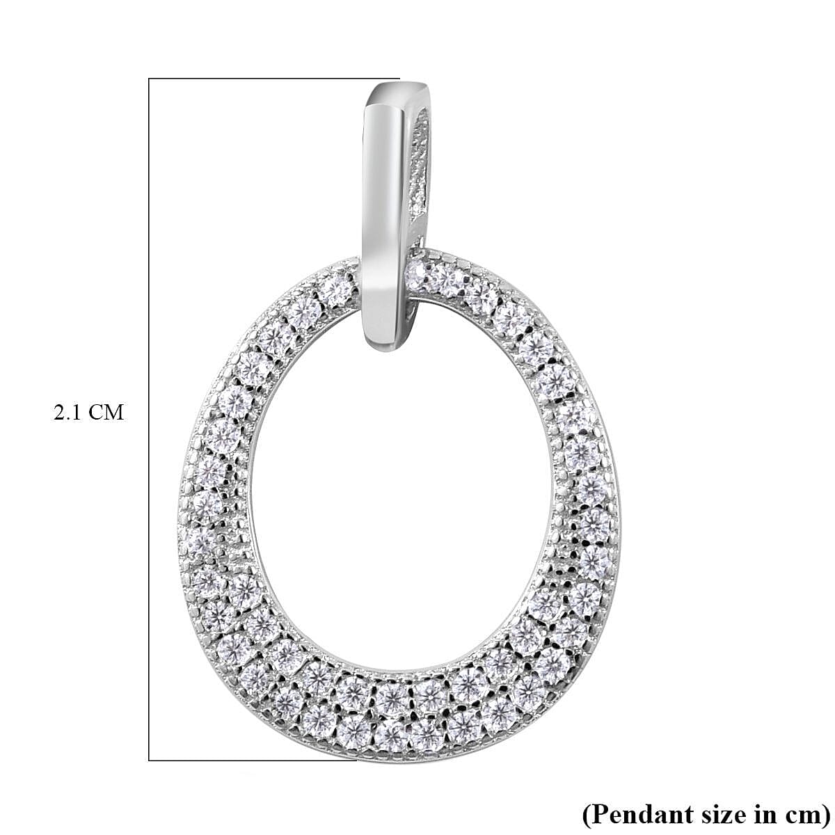 NY Closeout - Simulated Diamond Pendant in Rhodium Overlay Sterling Silver