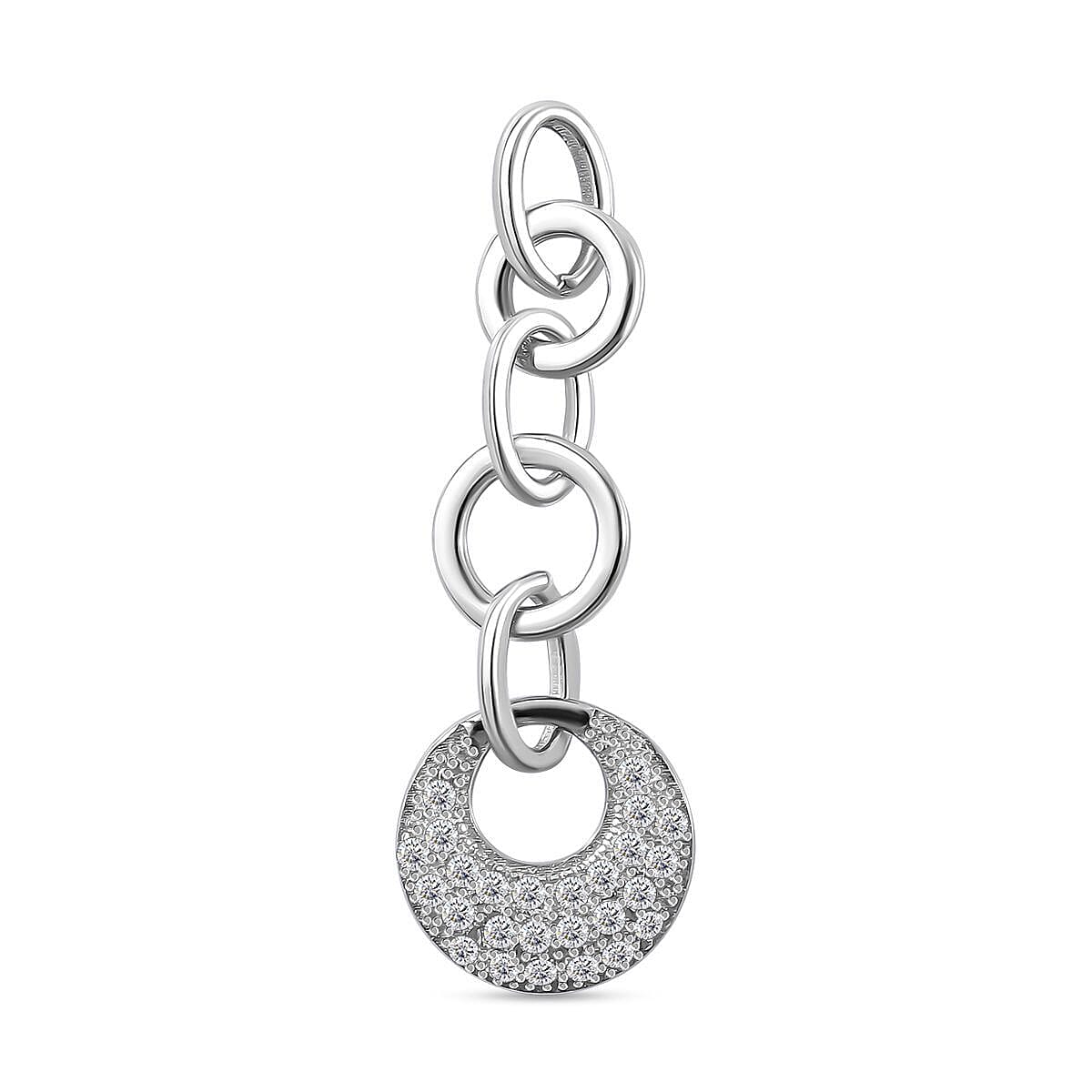 Bangkok Closeout Deal -Simulated Diamond Dangle Pendant in Rhodium Overlay Sterling Silver