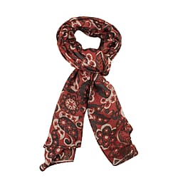 Tamsy Cotton Printed Scarf (Size 180x75 cm) - Red & Beige