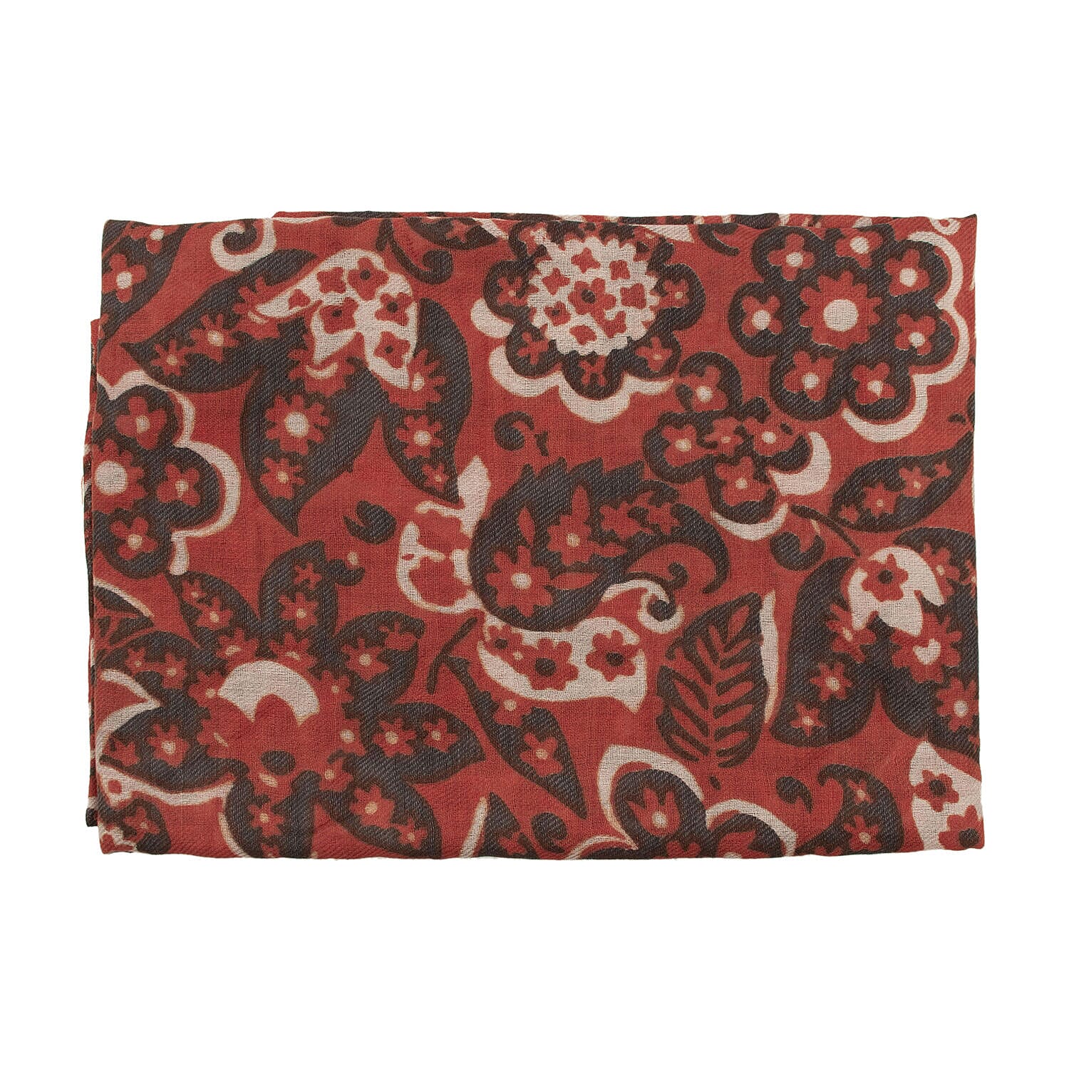 Tamsy Cotton Printed Scarf (Size 180x75 cm) - Red