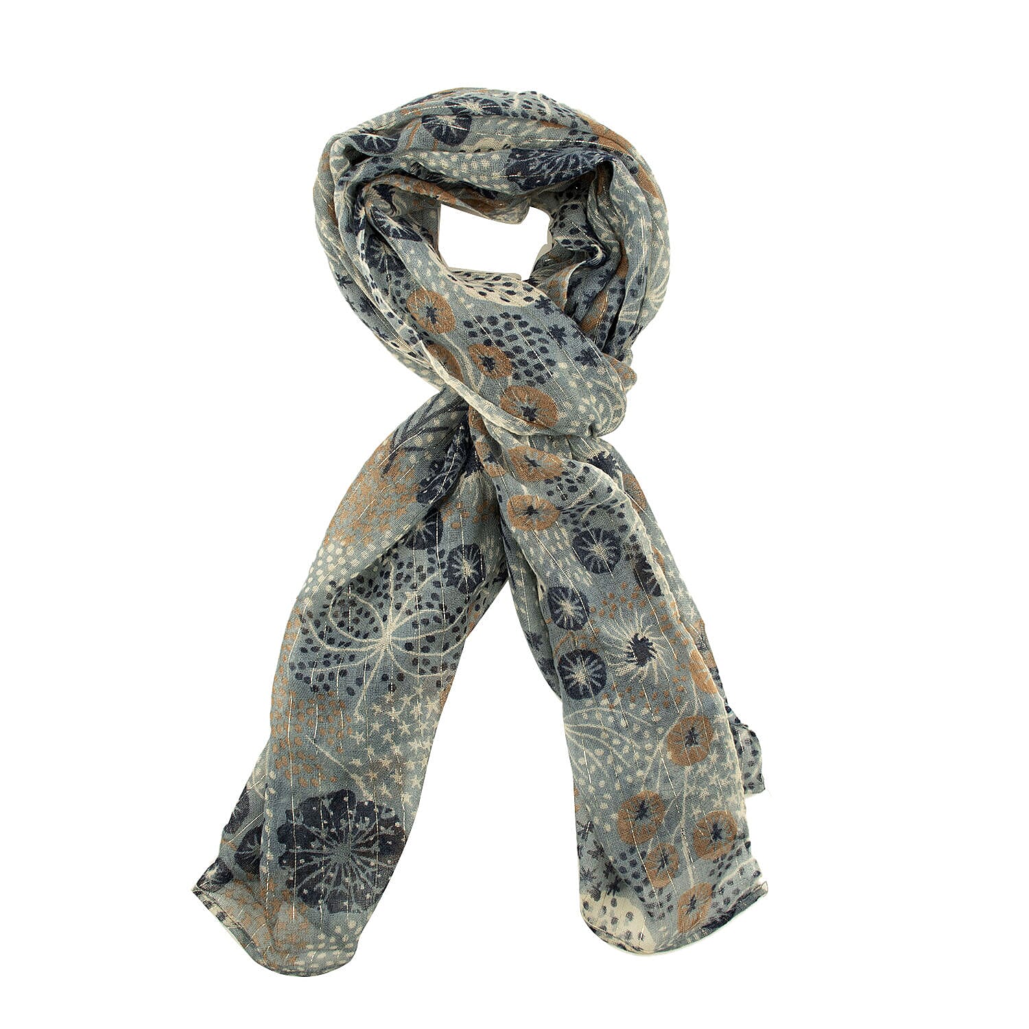 Tamsy Wool Printed Scarf (Size 180x75 cm) - Blue