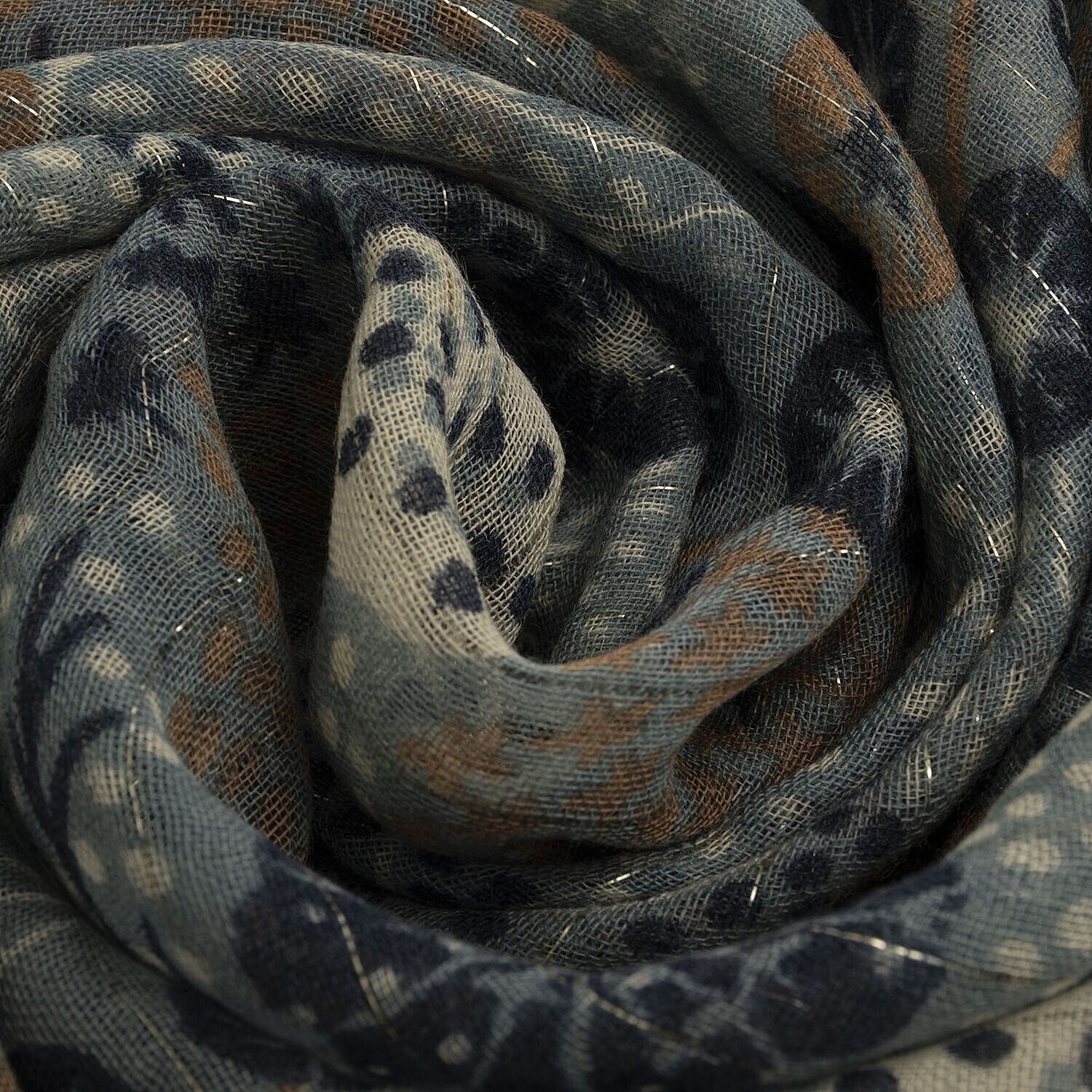 Tamsy Wool Printed Scarf (Size 180x75 cm) - Blue