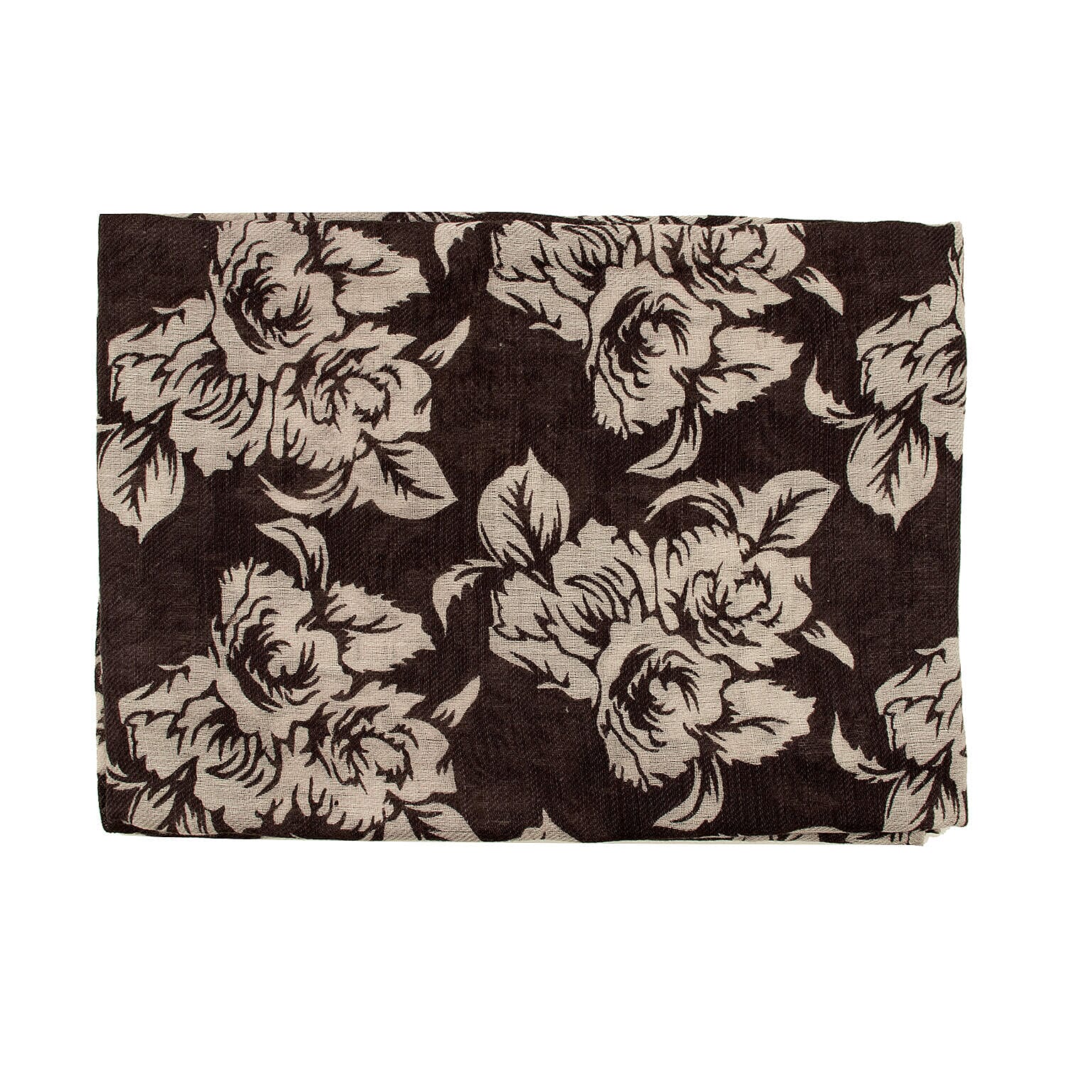Tamsy Cotton Printed Scarf (Size 180x75 cm) - Brown & Beige