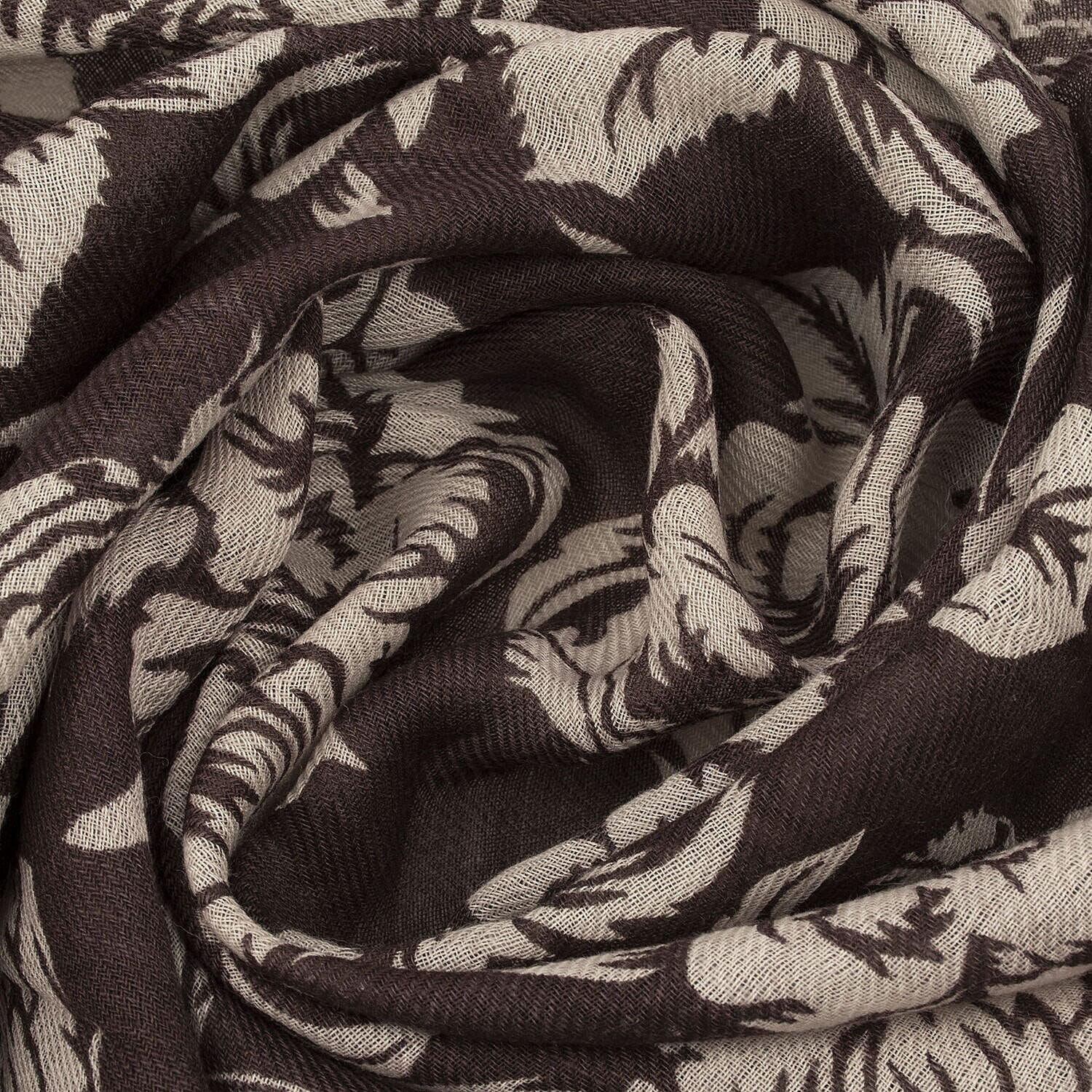 Tamsy Cotton Printed Scarf (Size 180x75 cm) - Brown & Beige