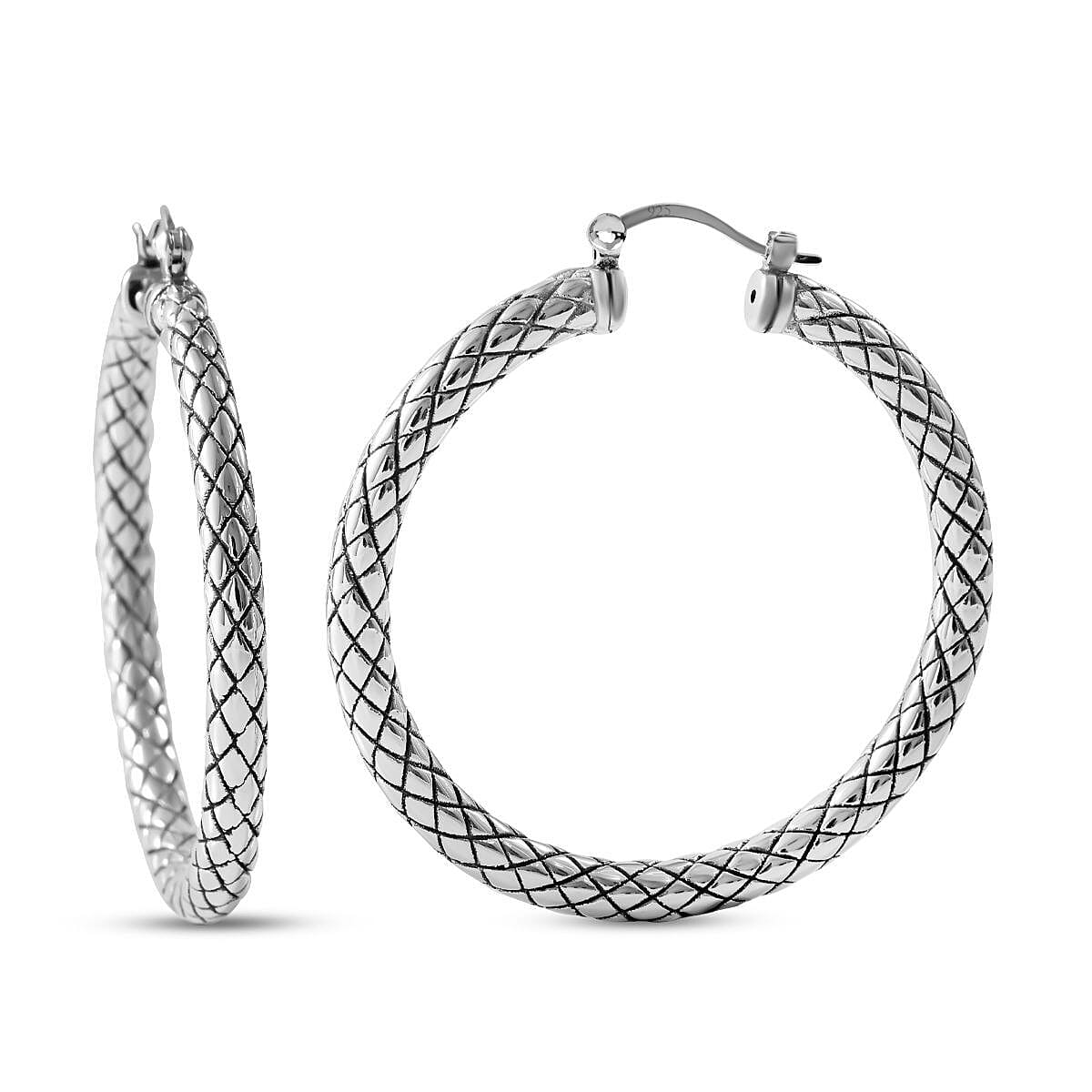 Sterling Silver Hoop Earrings (With Clasp), Silver Wt. 6.50 Gms