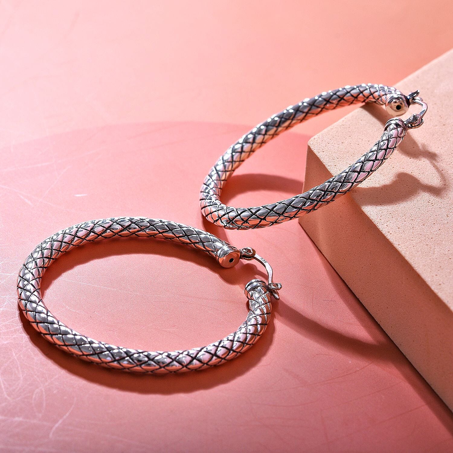 Sterling Silver Hoop Earrings (With Clasp), Silver Wt. 6.50 Gms