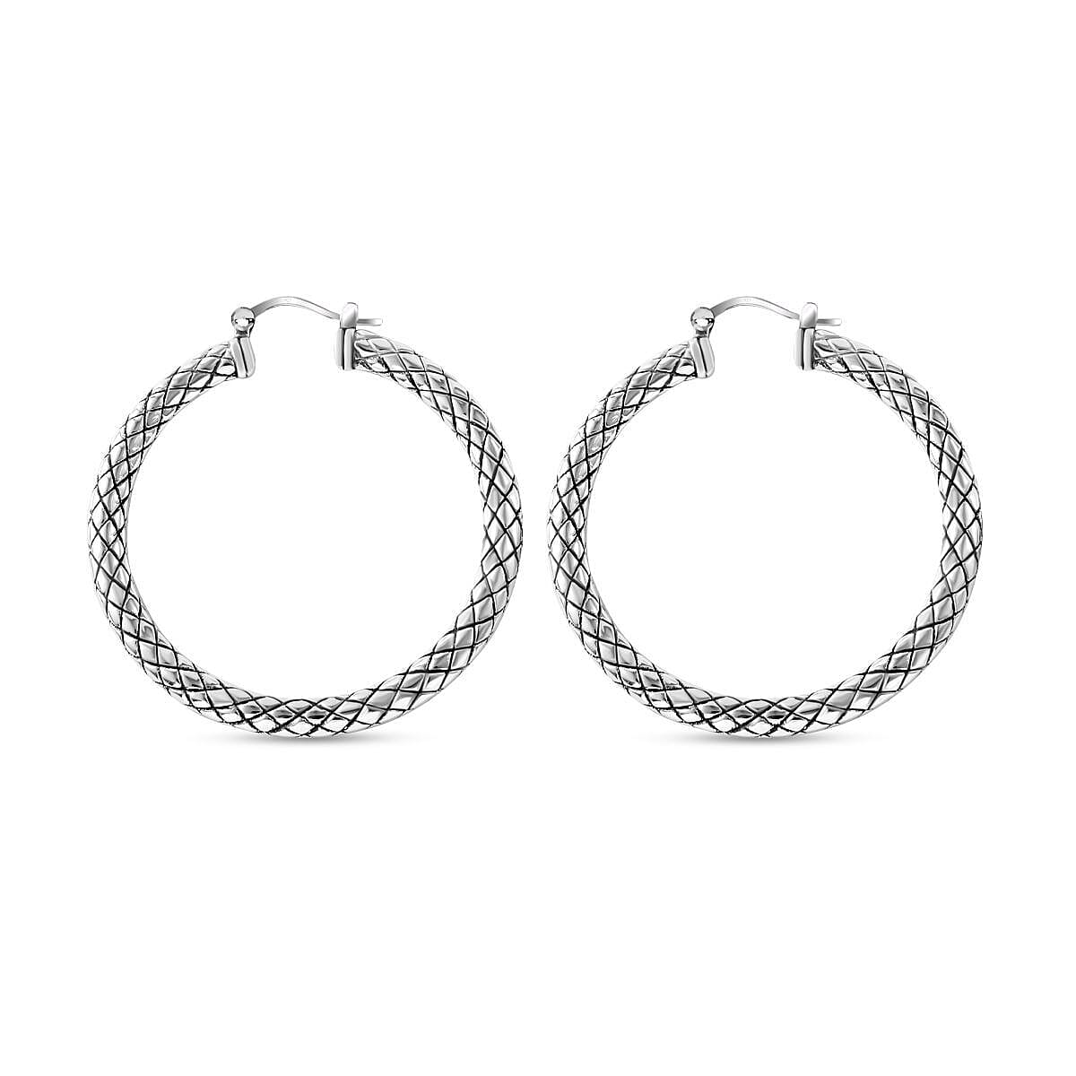 Sterling Silver Hoop Earrings (With Clasp), Silver Wt. 6.50 Gms