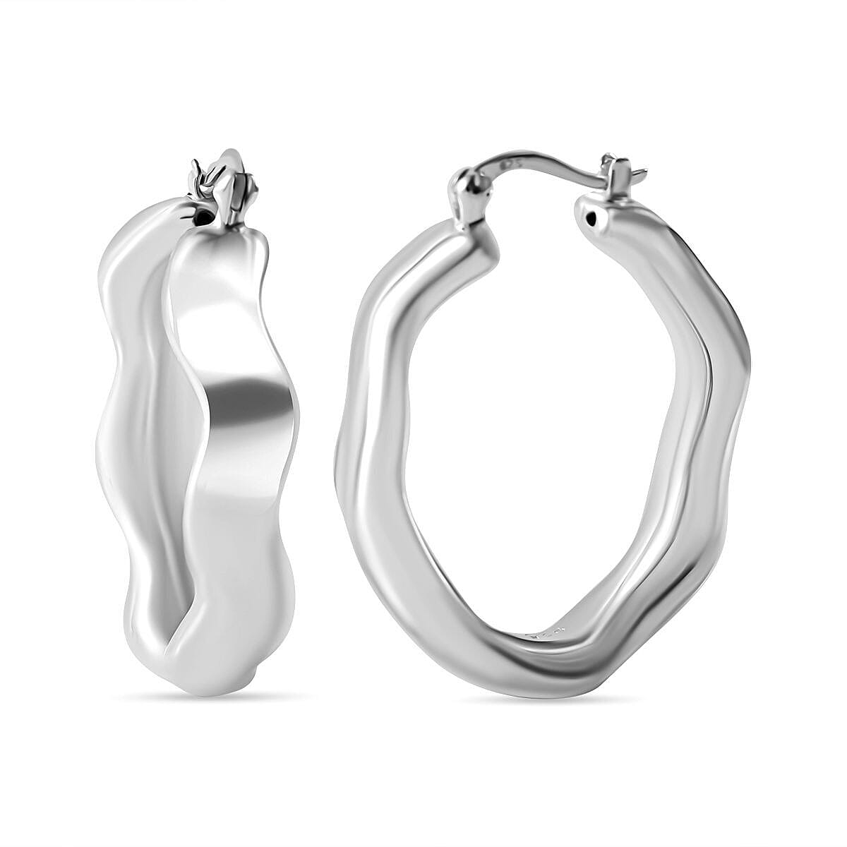 Sterling Silver Hoop Earrings (With Clasp), Silver Wt. 6.47 Gms