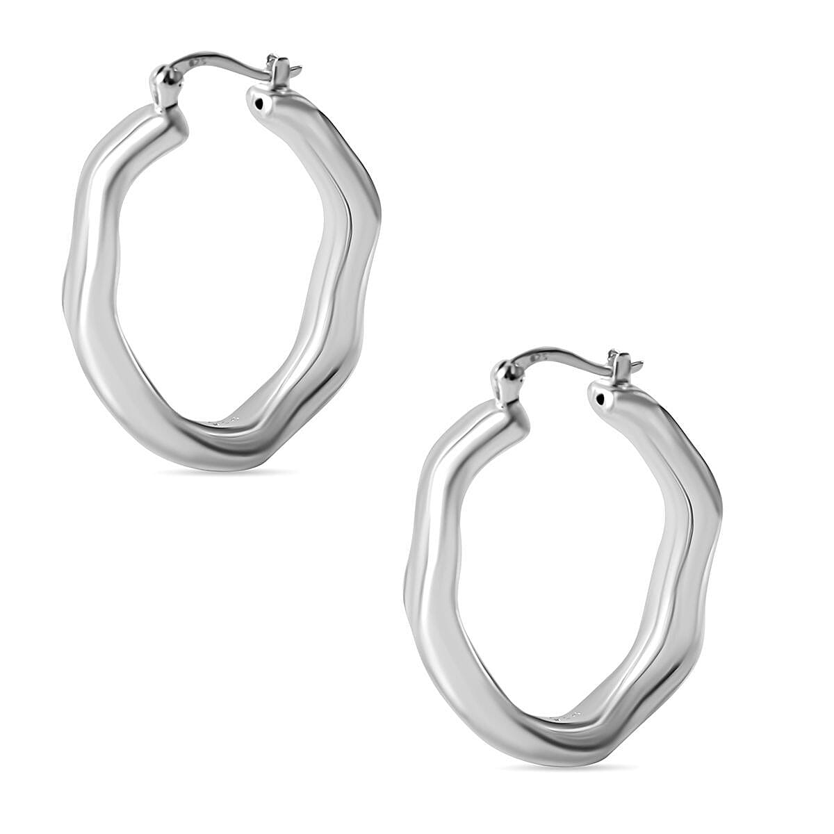 Sterling Silver Hoop Earrings (With Clasp), Silver Wt. 6.47 Gms
