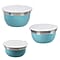 Set of 3 - Stainless Steel Bowl - Teal