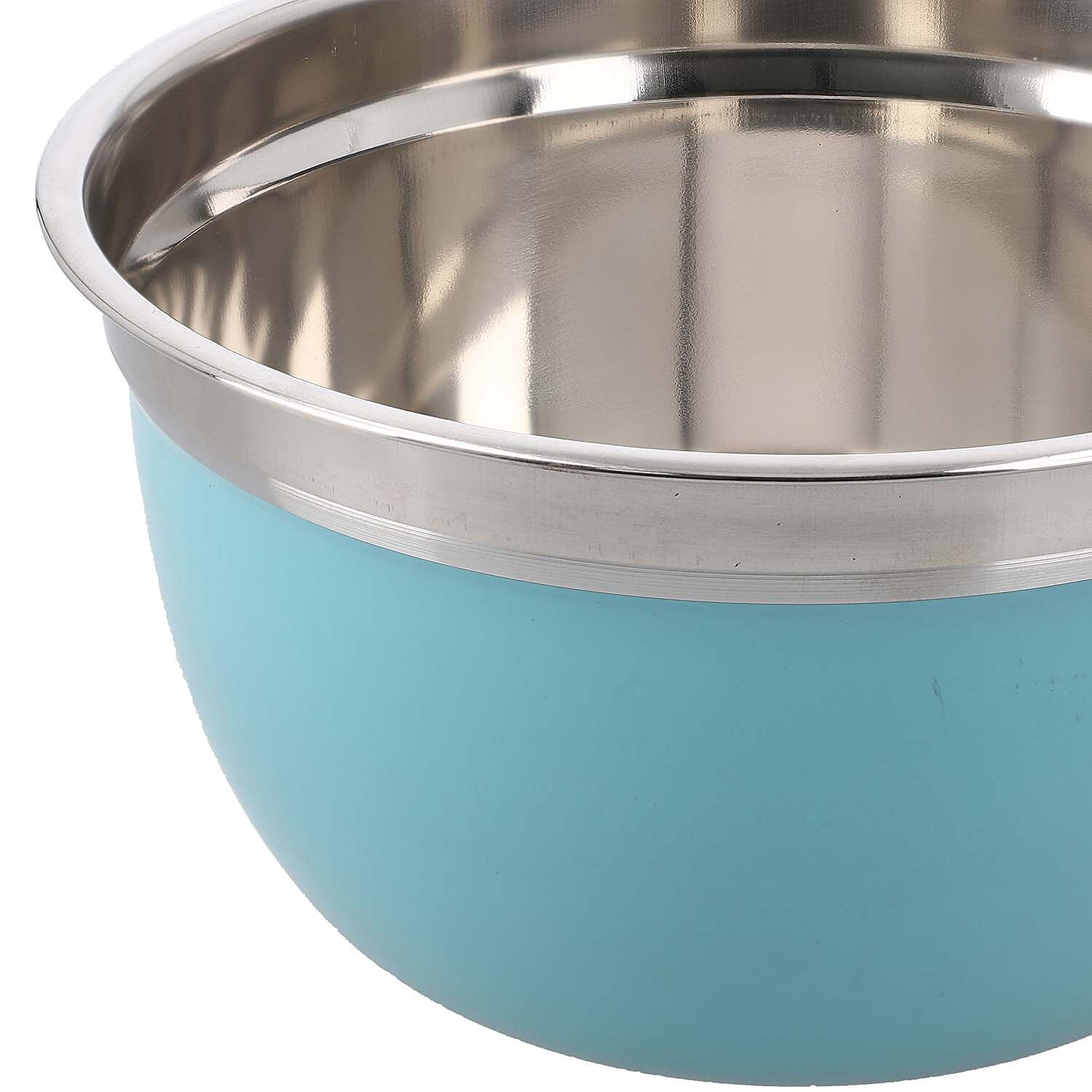 Set of 3 Stainless Steel Bowl with Plastic Lid - Teal Set of 3 Stainless Steel Bowl with Plastic Lid - Teal