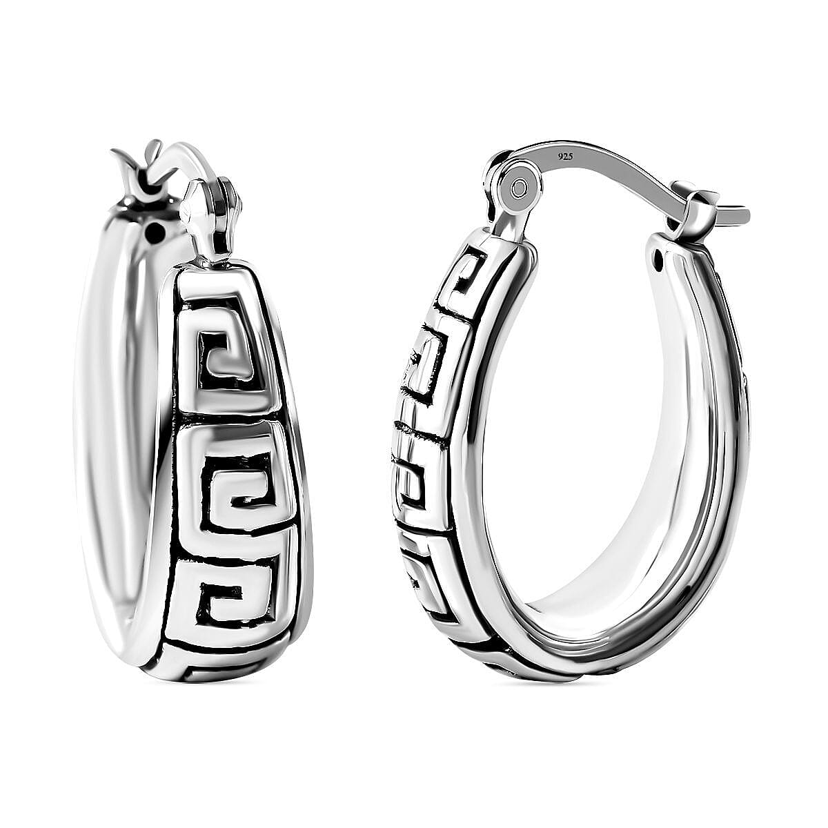 Sterling Silver Greek Key Earrings (With Clasp), Silver Wt. 5.00 Gms