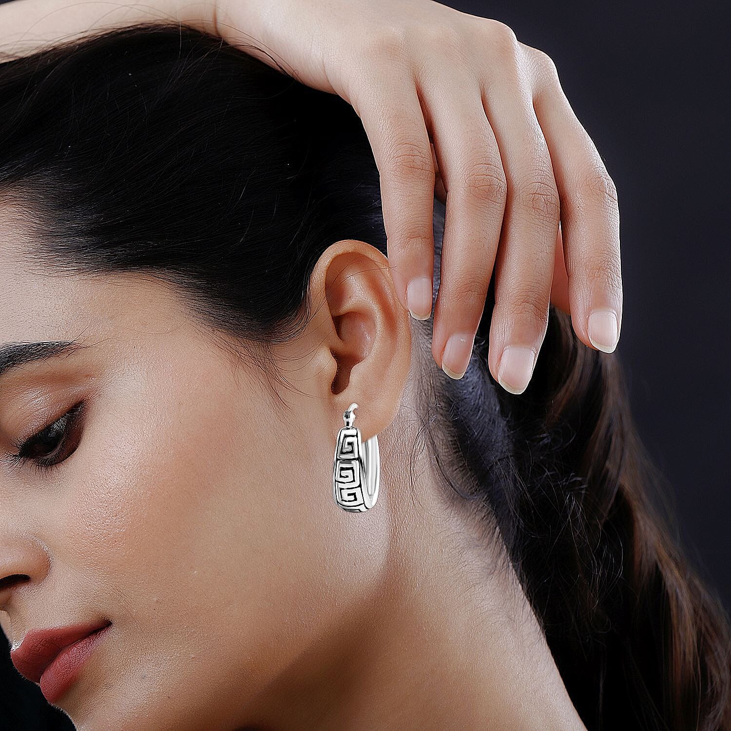 Sterling Silver Greek Key Earrings (With Clasp), Silver Wt. 5.00 Gms