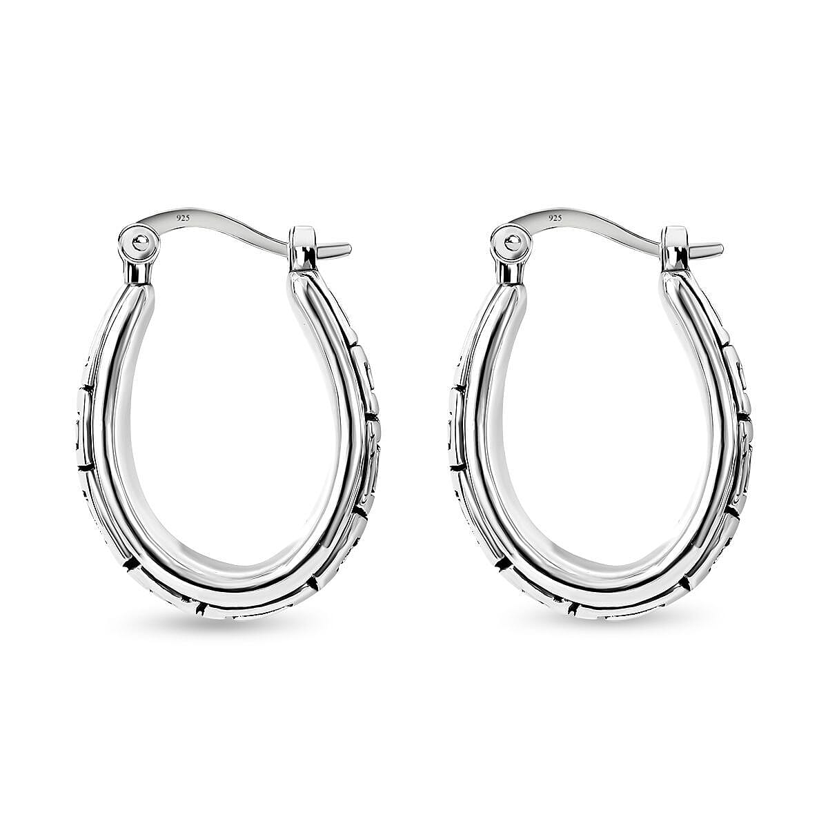 Sterling Silver Greek Key Earrings (With Clasp), Silver Wt. 5.00 Gms