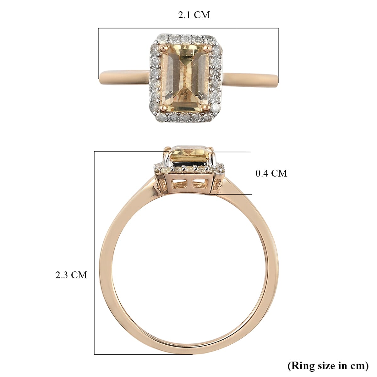 9K Yellow Gold AA Imperial Topaz and Diamond Halo Ring 1.31 Ct.