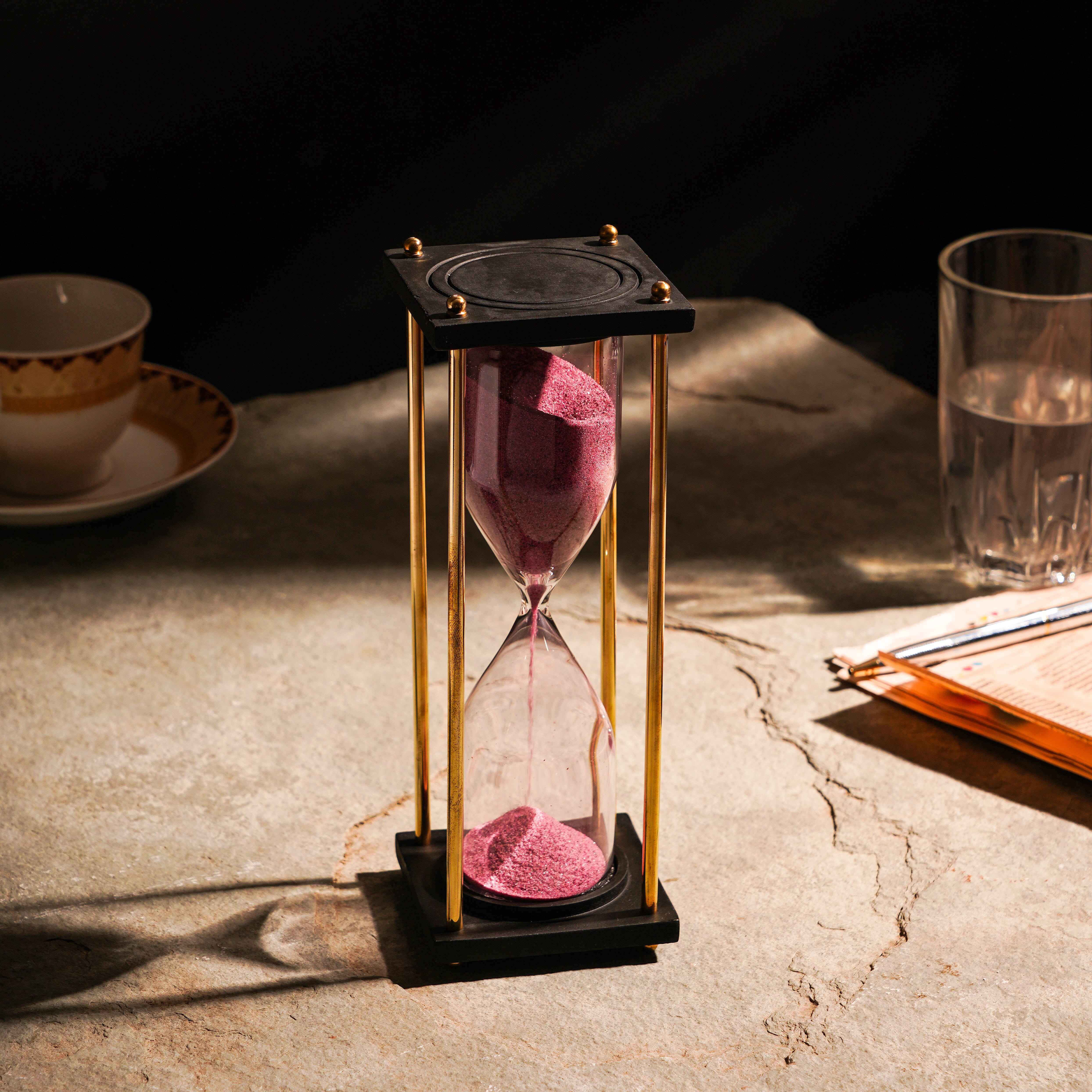 Handcrafted Purple Sand Wooden Hourglass (Duration 8 mins. Approx)