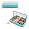 Portable Velvet Jewellery Box with Inside Mirror and Anti Tarnish Lining - Aquamarine Colour