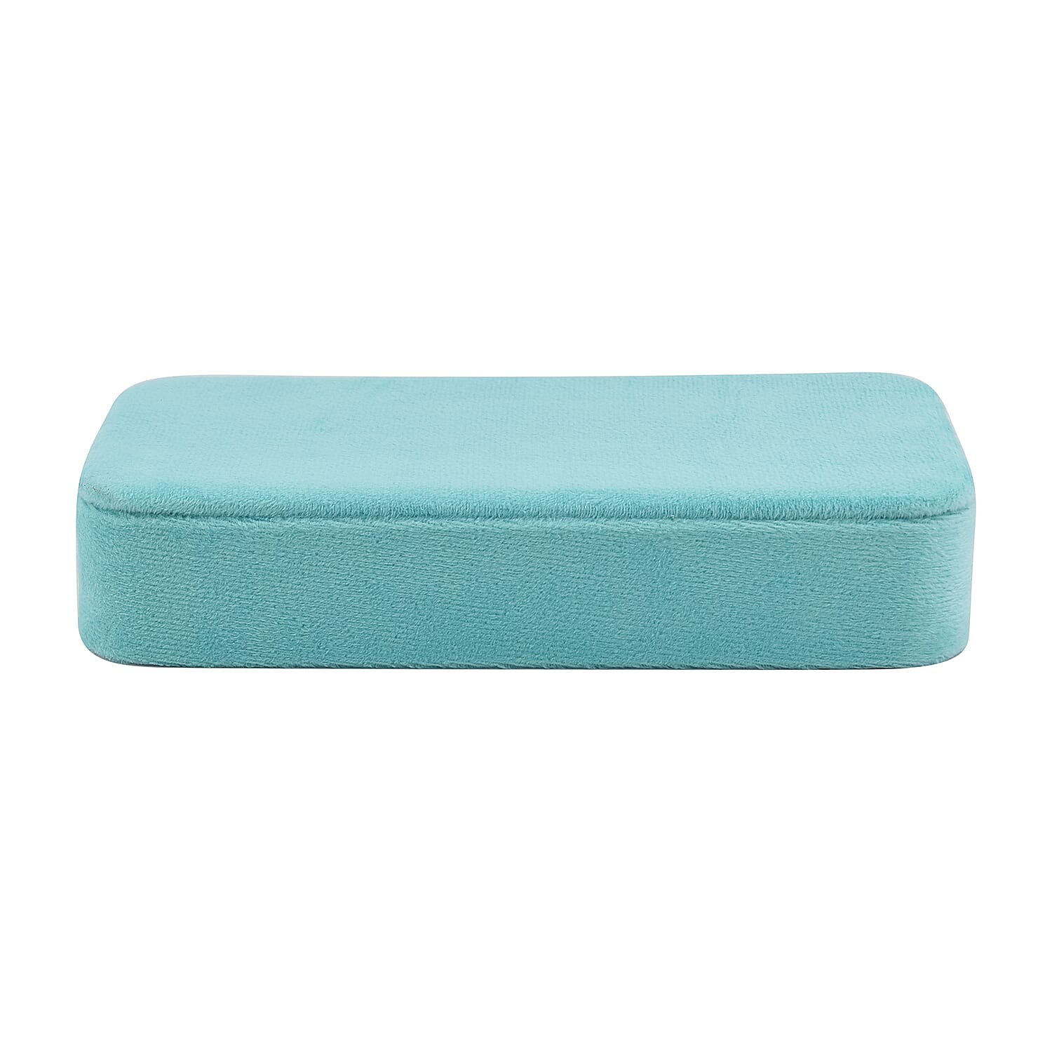 Portable Velvet Jewellery Box with Inside Mirror and Anti Tarnish Lining - Aquamarine Colour
