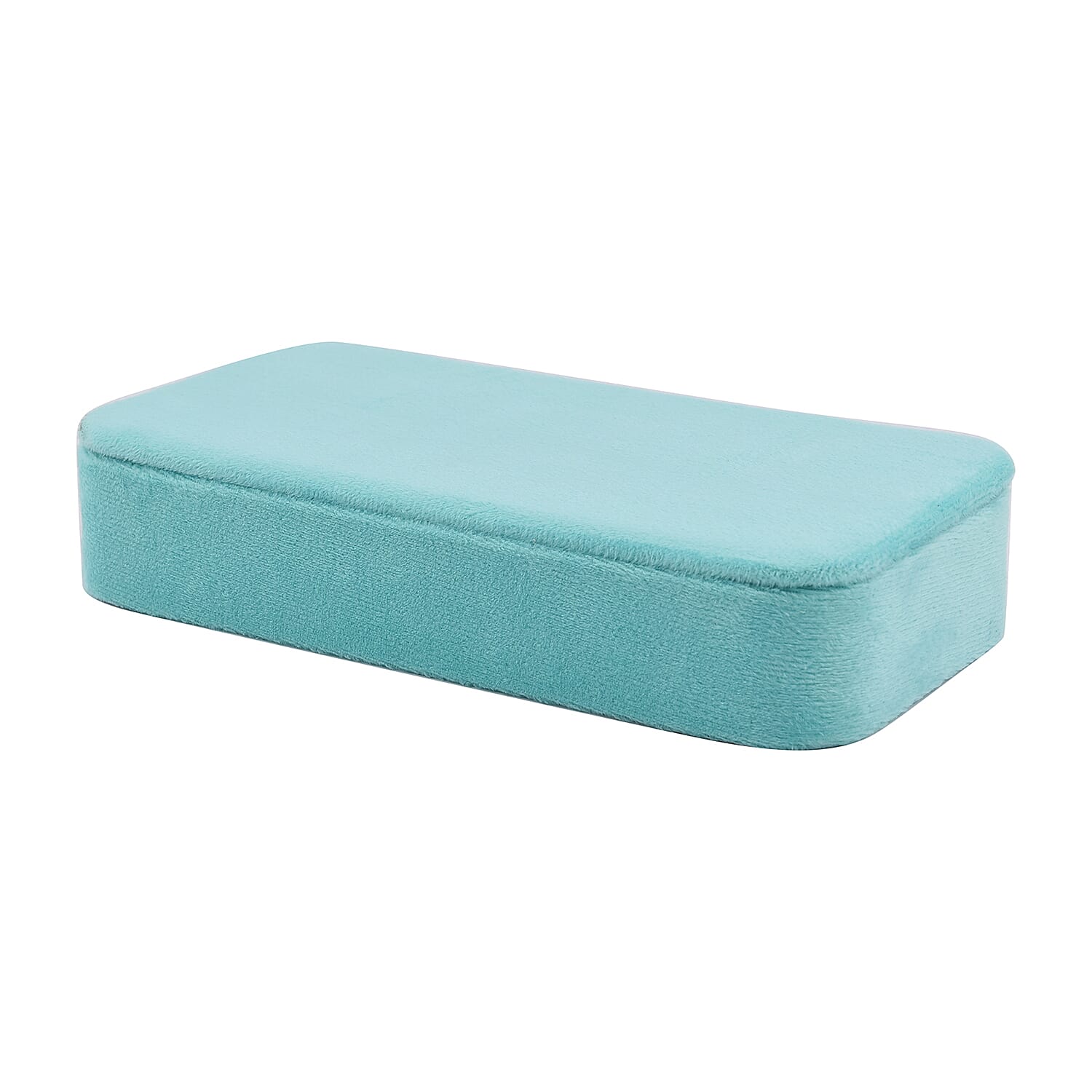 Portable Velvet Jewellery Box with Inside Mirror and Anti Tarnish Lining - Aquamarine Colour