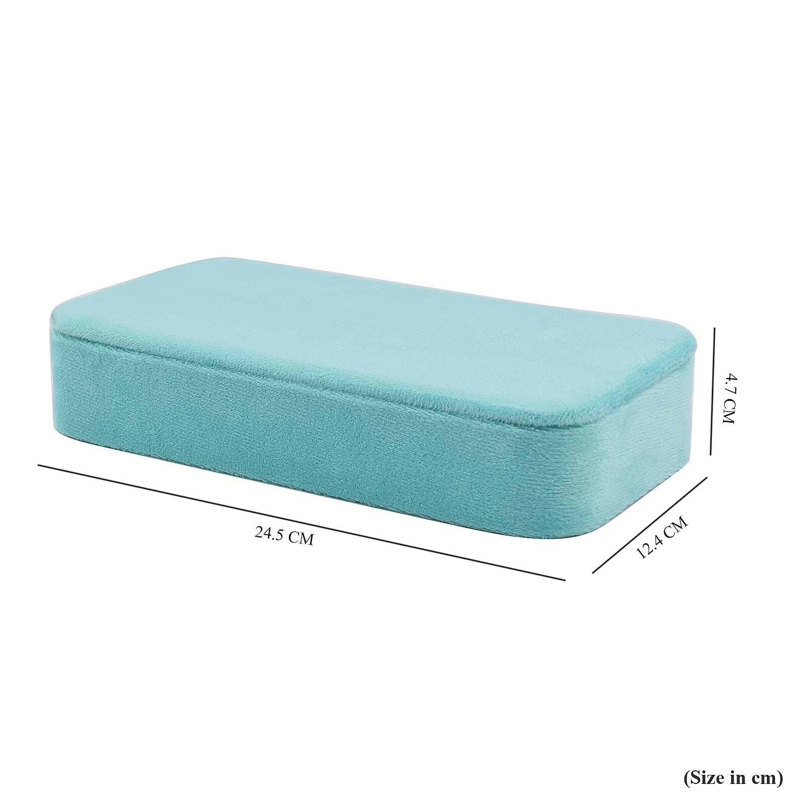 Portable Velvet Jewellery Box with Inside Mirror and Anti Tarnish Lining - Aquamarine Colour