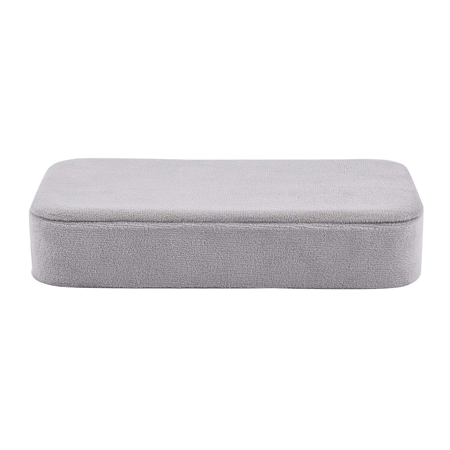 Portable Velvet Jewellery Box with Inside Mirror and Anti Tarnish Lining (Size 25x12x5 Cm) - Grey Colour