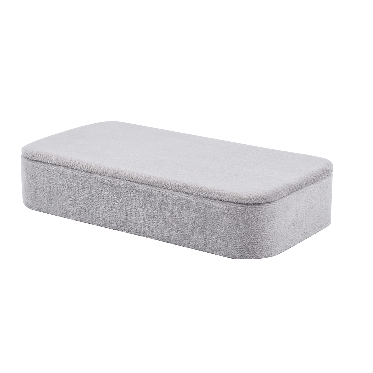Portable Velvet Jewellery Box with Inside Mirror and Anti Tarnish Lining (Size 25x12x5 Cm) - Grey Colour