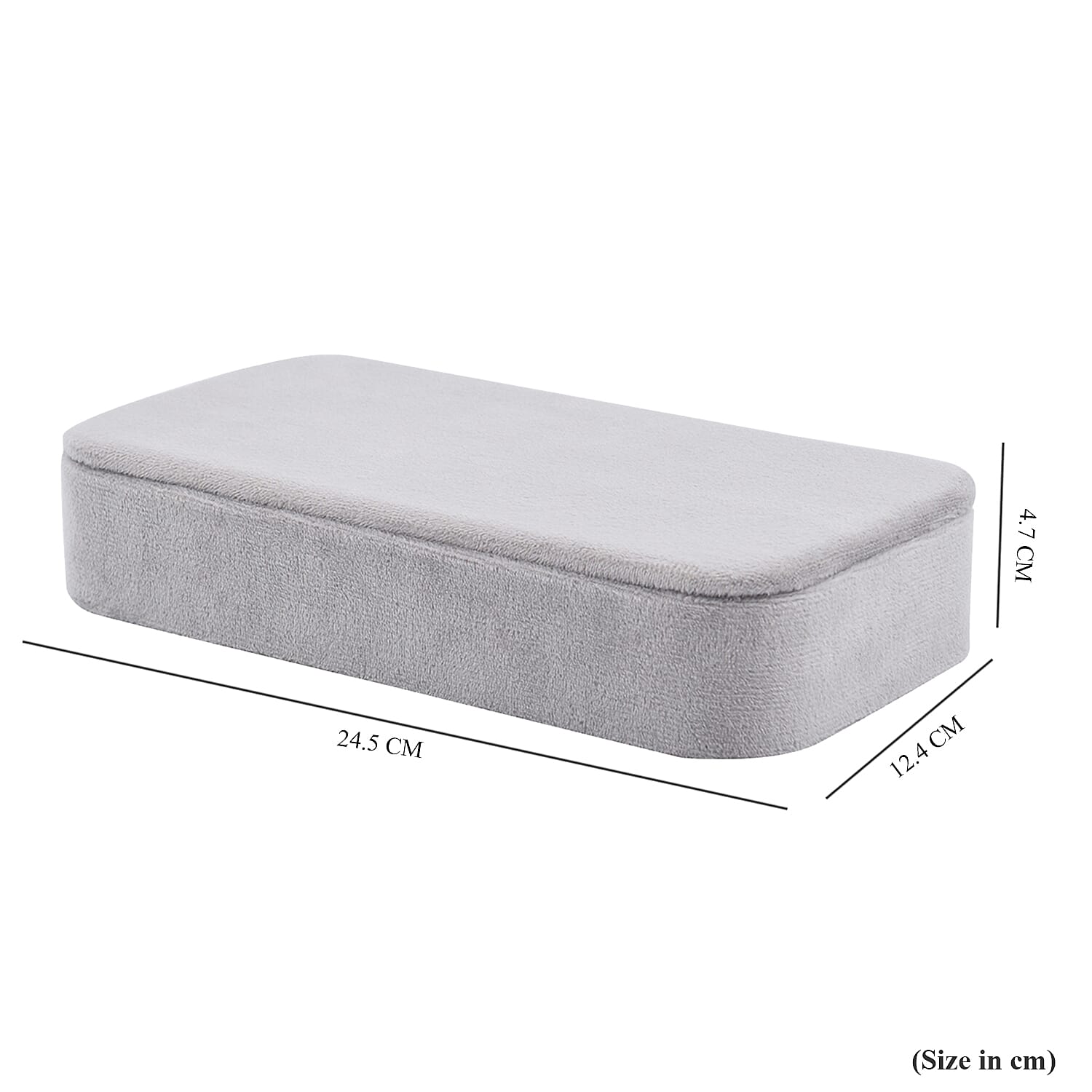 Portable Velvet Jewellery Box with Inside Mirror and Anti Tarnish Lining (Size 25x12x5 Cm) - Grey Colour