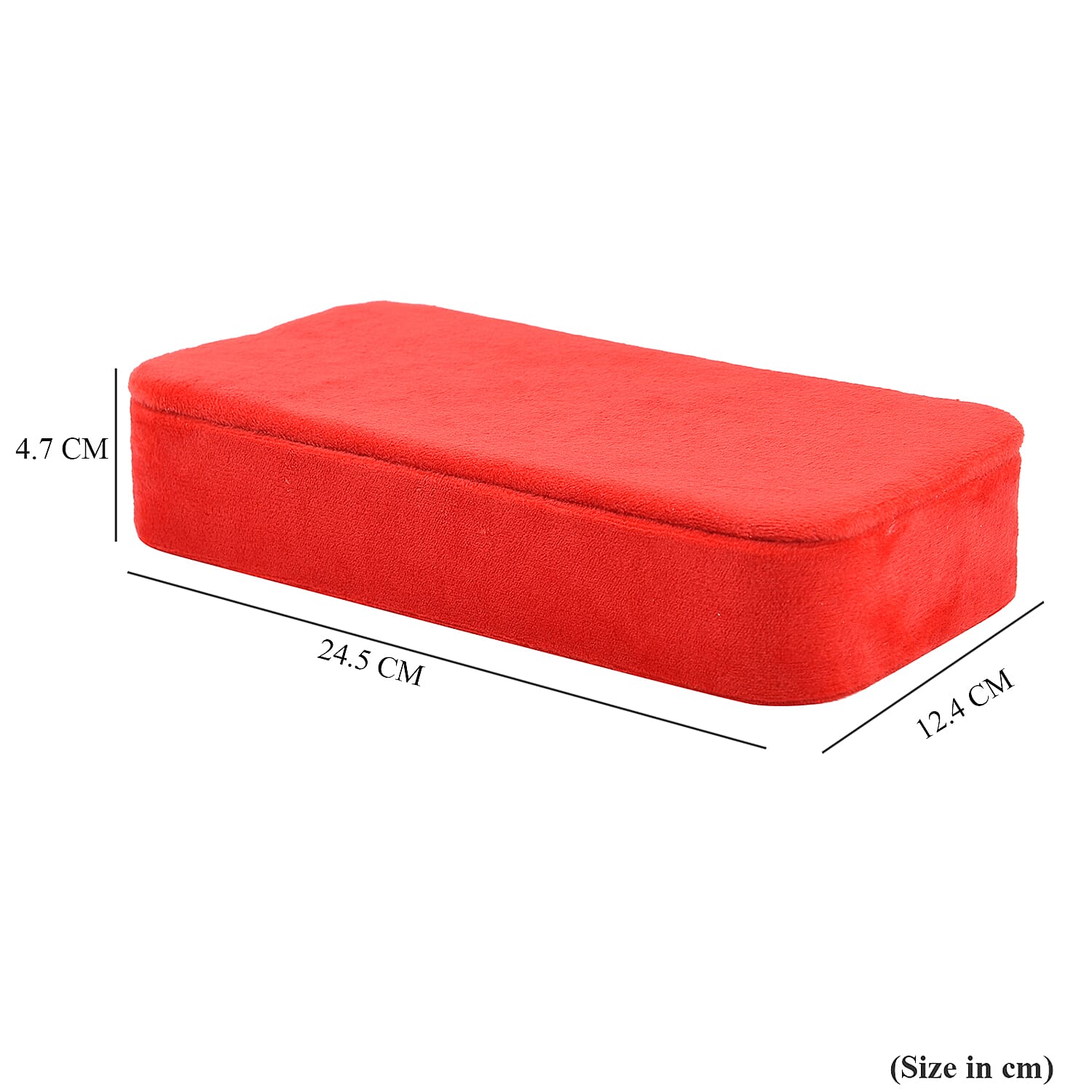 Portable Velvet Jewellery Box with Inside Mirror and Anti Tarnish Lining (Size 25x12x5 Cm) - Red Colour
