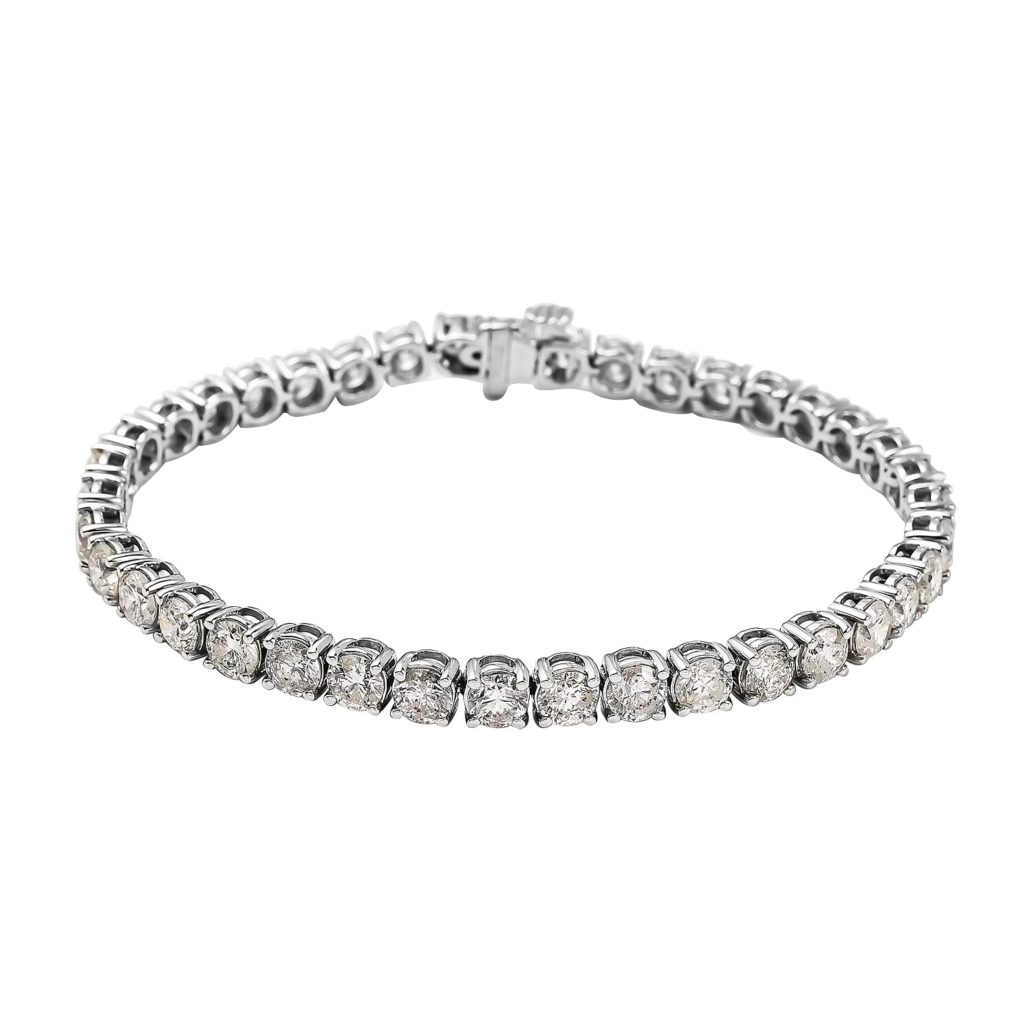 NY Close Out Deal- 14K White Gold Certified Diamond (I1-G-H) Tennis Bracelet (Size 7) 12.00 Ct, Gold Wt 14.50 Gms