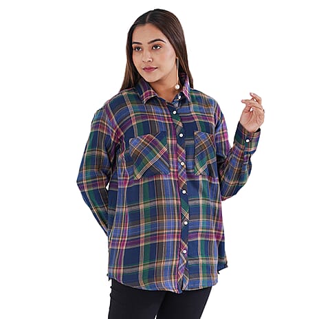 TAMSY 100% Viscose Check Shirt (Size M) - Multi