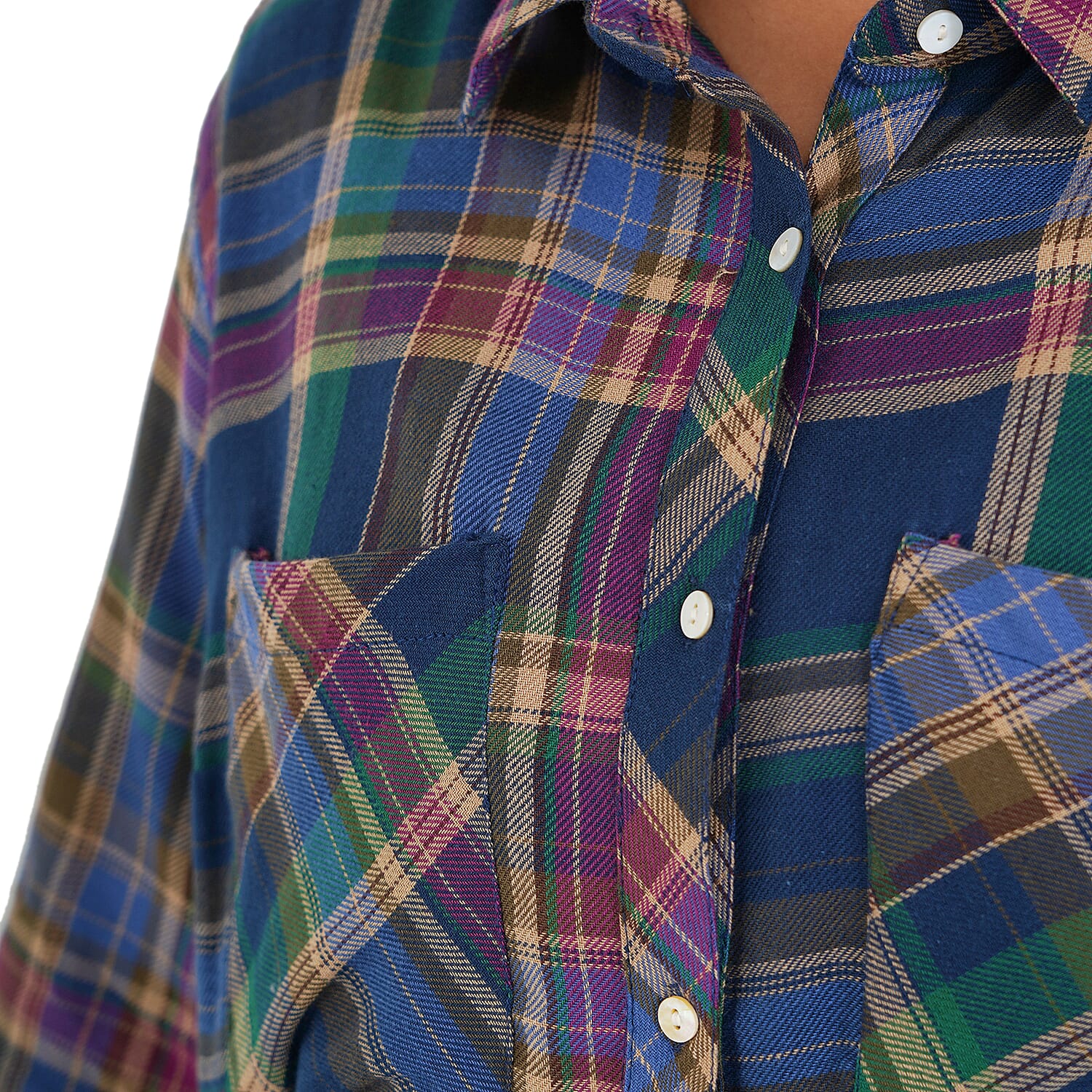 TAMSY VISCOSE Check Shirt - Blue