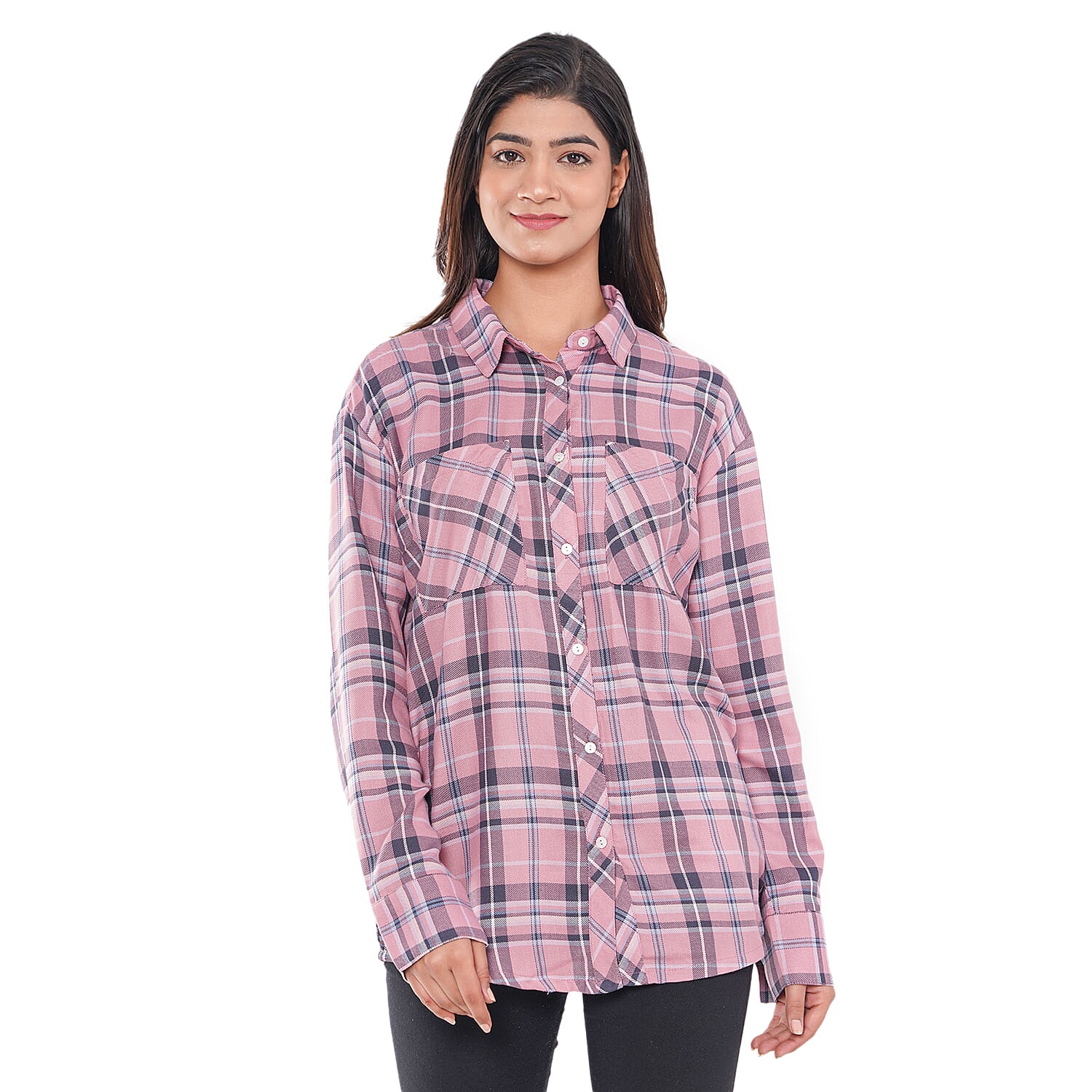 TAMSY VISCOSE Check Shirt - Blue