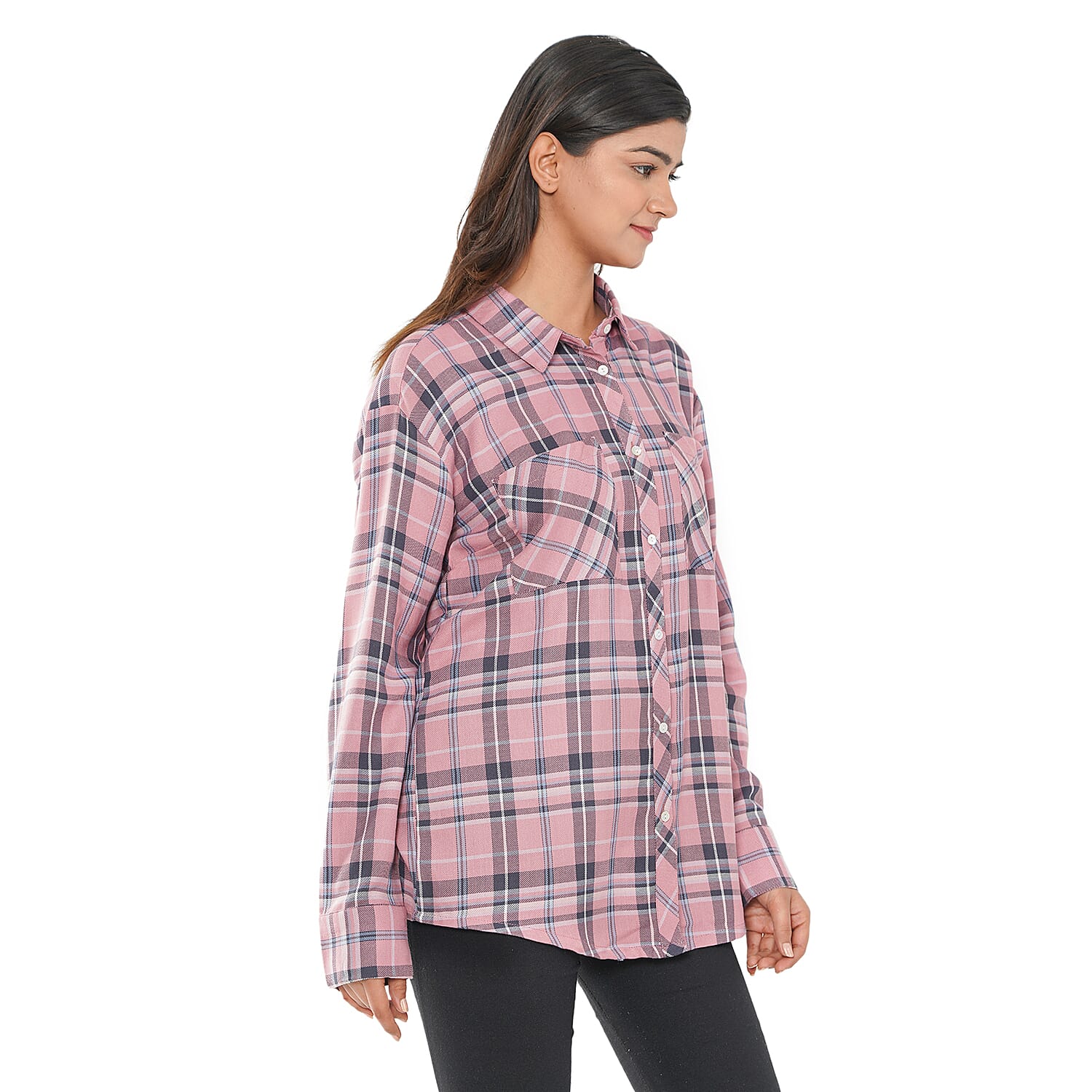 TAMSY VISCOSE Check Shirt - Blue