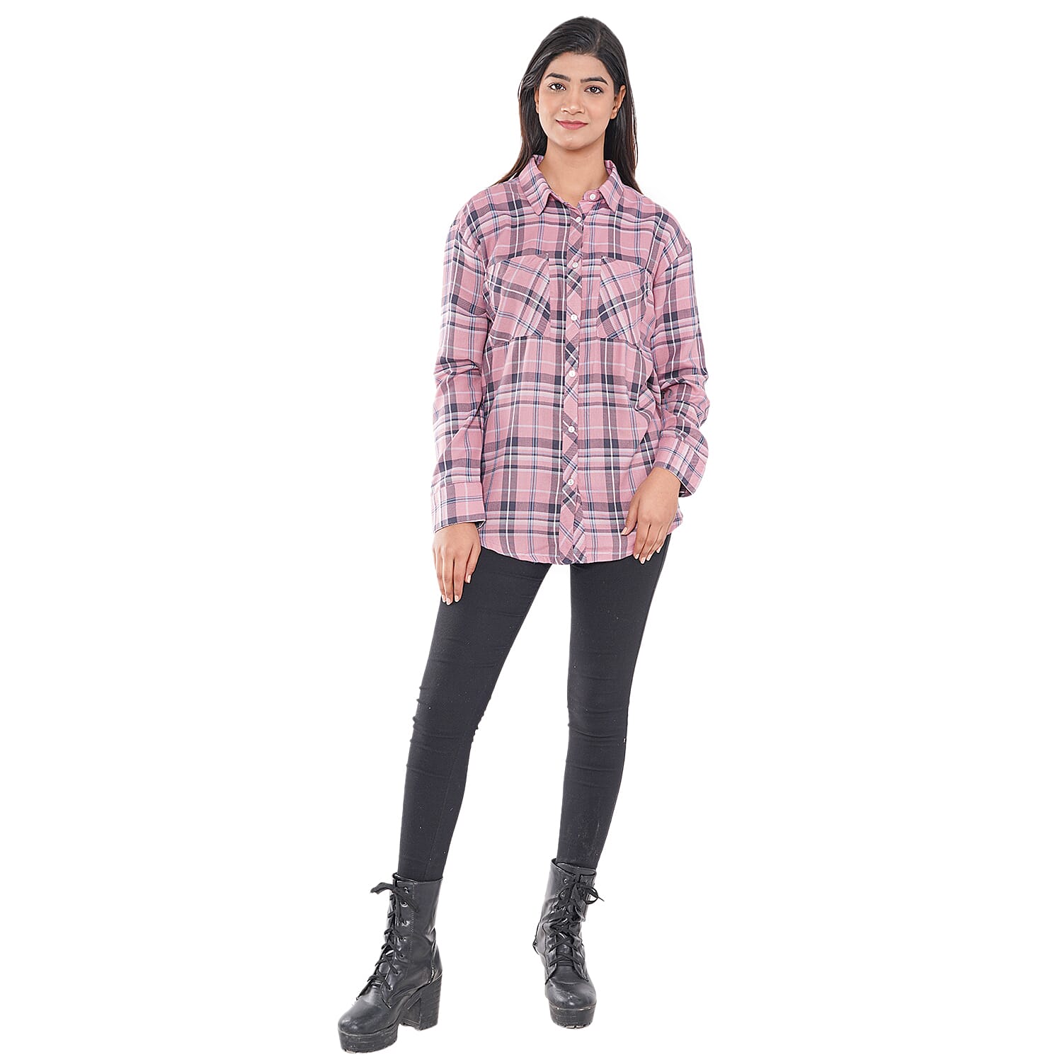 TAMSY VISCOSE Check Shirt - Blue