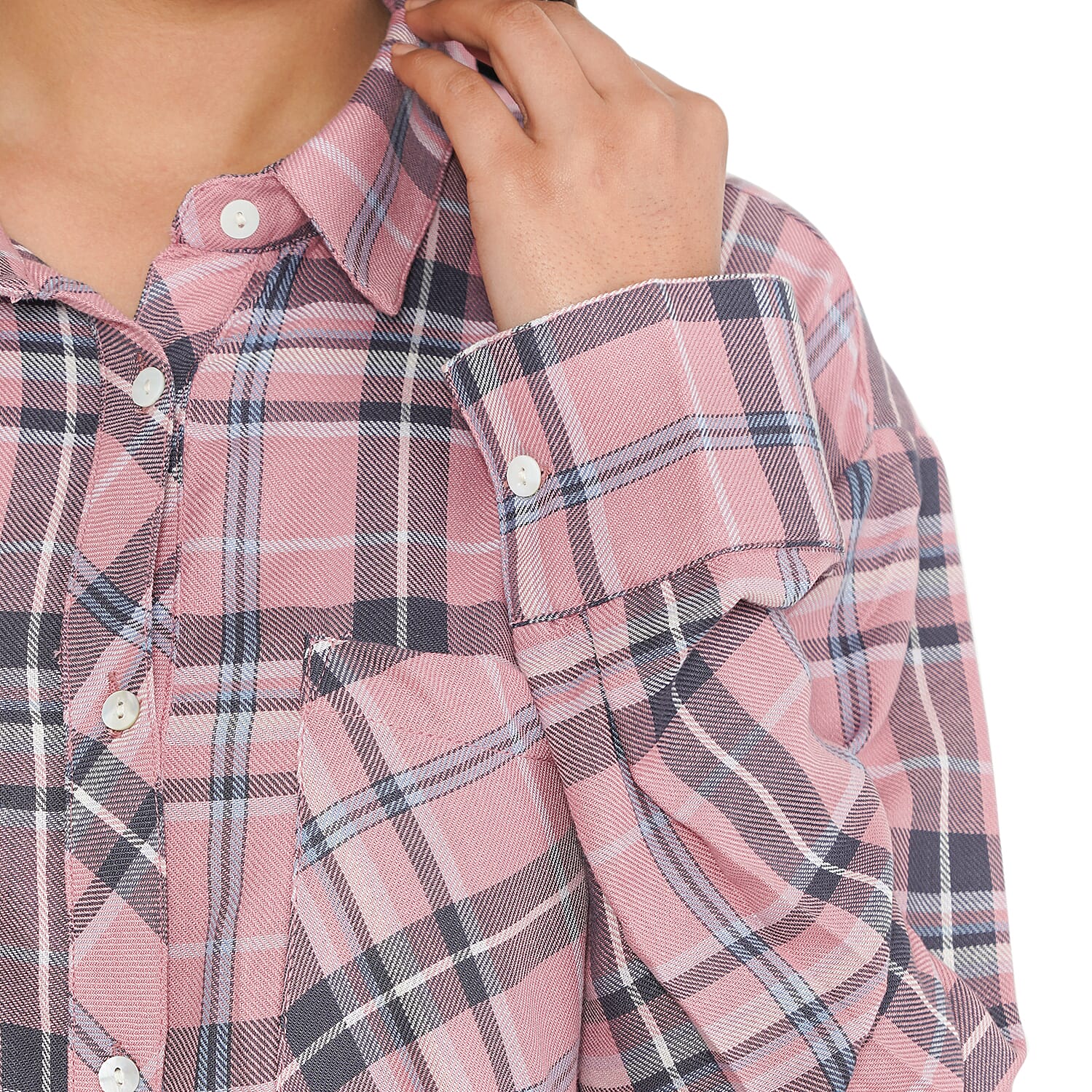 TAMSY VISCOSE Check Shirt - Blue