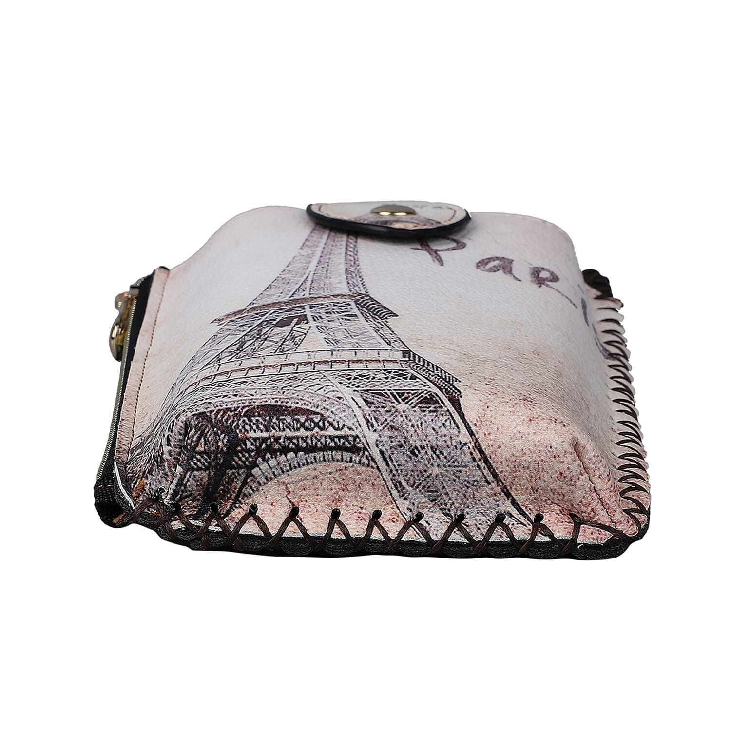 Stylish Eiffel Tower Pattern Mobile Phone Bag with Chain Shoulder Strap (Size 18x10cm) - Khaki