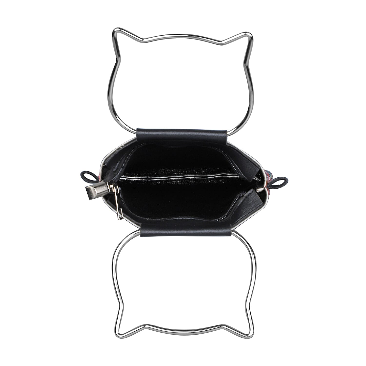 Stylish Cats Pattern Crossbody Bag with Cat-Shaped Handle Drop - Yellow