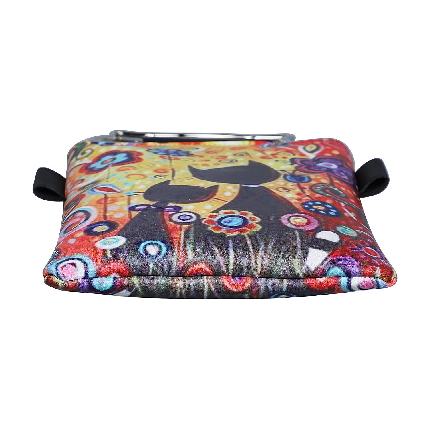 Stylish Cats Pattern Crossbody Bag with Cat-Shaped Handle Drop - Yellow