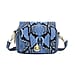  Genuine Leather Snake Pattern Crossbody Bag with Shoulder Strap - Blue