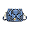  Genuine Leather Snake Pattern Crossbody Bag with Shoulder Strap - Blue