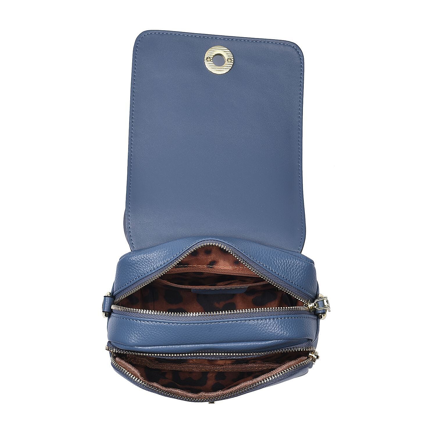 Sencilez Of Barcelona 100% Genuine Leather Snake Pattern Handbag with Shoulder Strap - Blue