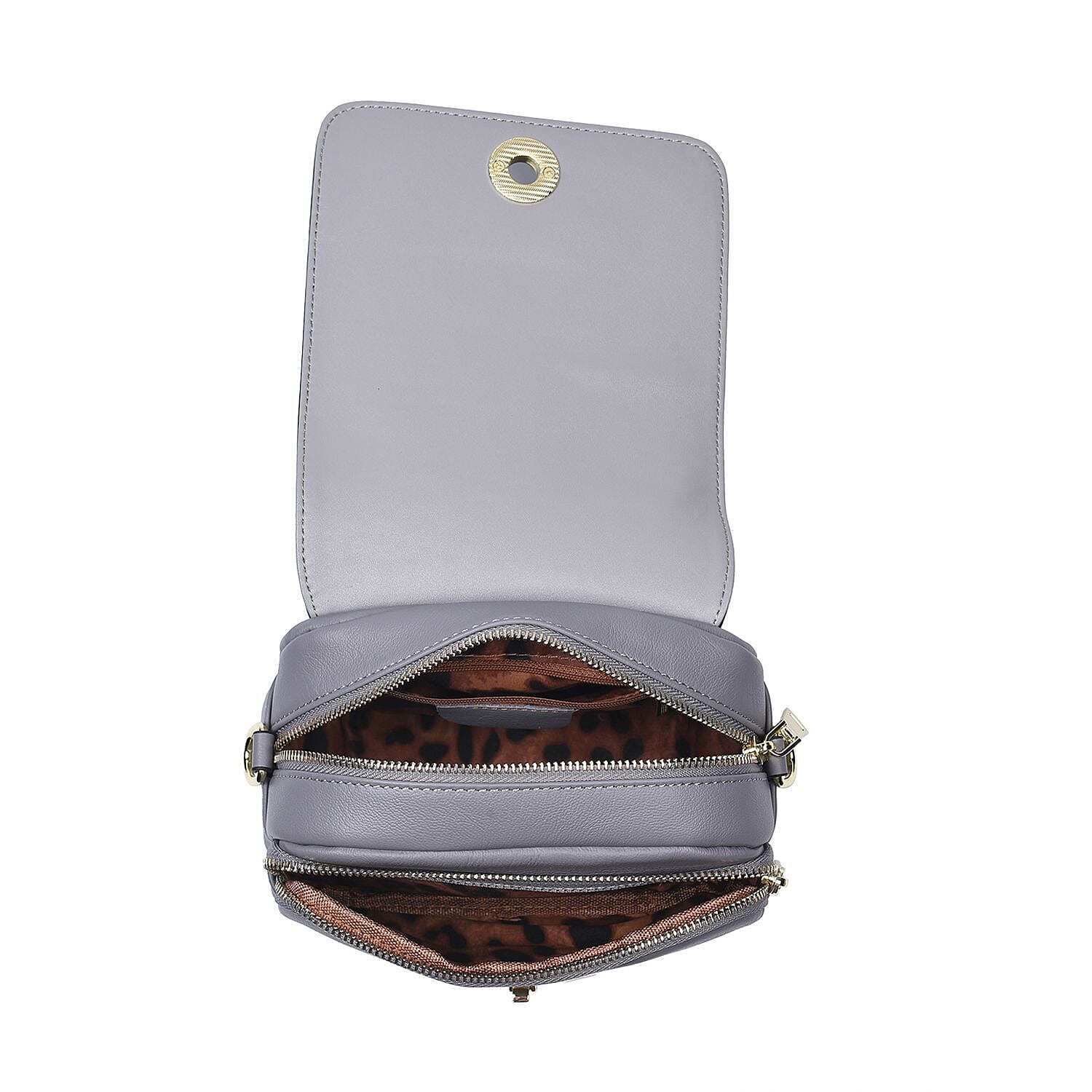 Sencilez Of Barcelona 100% Genuine Leather Snake Pattern Handbag with Shoulder Strap - Grey