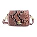  Genuine Leather Snake Pattern Crossbody Bag with Shoulder Strap - Blue