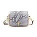  Genuine Leather Snake Pattern Crossbody Bag with Shoulder Strap - Blue