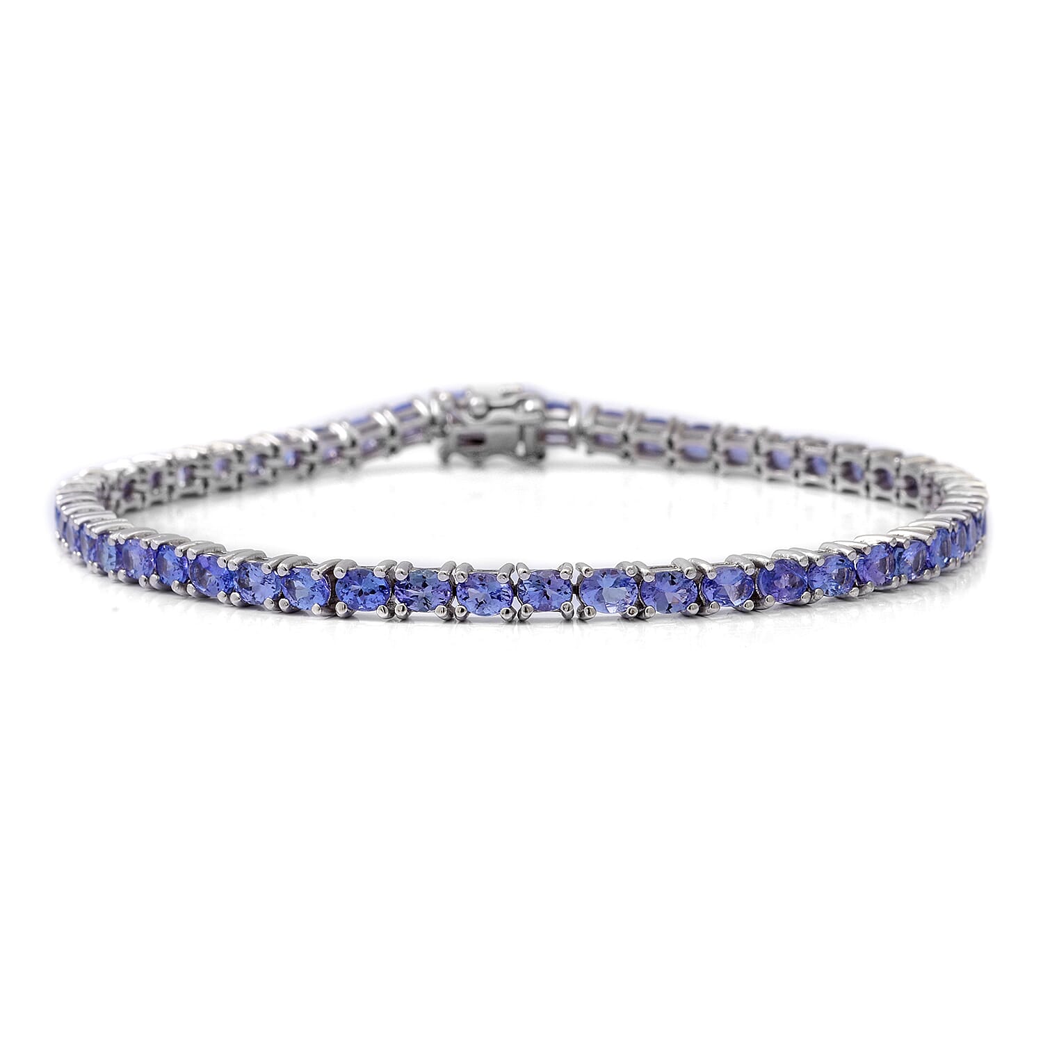 Tanzanite Bracelet (Size 6.5) in Rhodium Overlay Sterling Silver 5.85 Ct, Silver Wt. 8.00 Gms