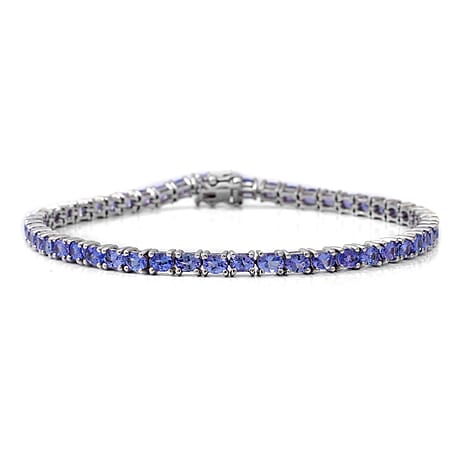 Tanzanite Bracelet (Size 6.5) in Rhodium Overlay Sterling Silver 5.85 Ct, Silver Wt. 8.00 Gms