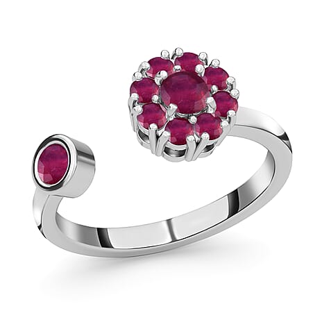 African Ruby (FF) Ring in Platinum Overlay Sterling Silver 1.12 Ct.