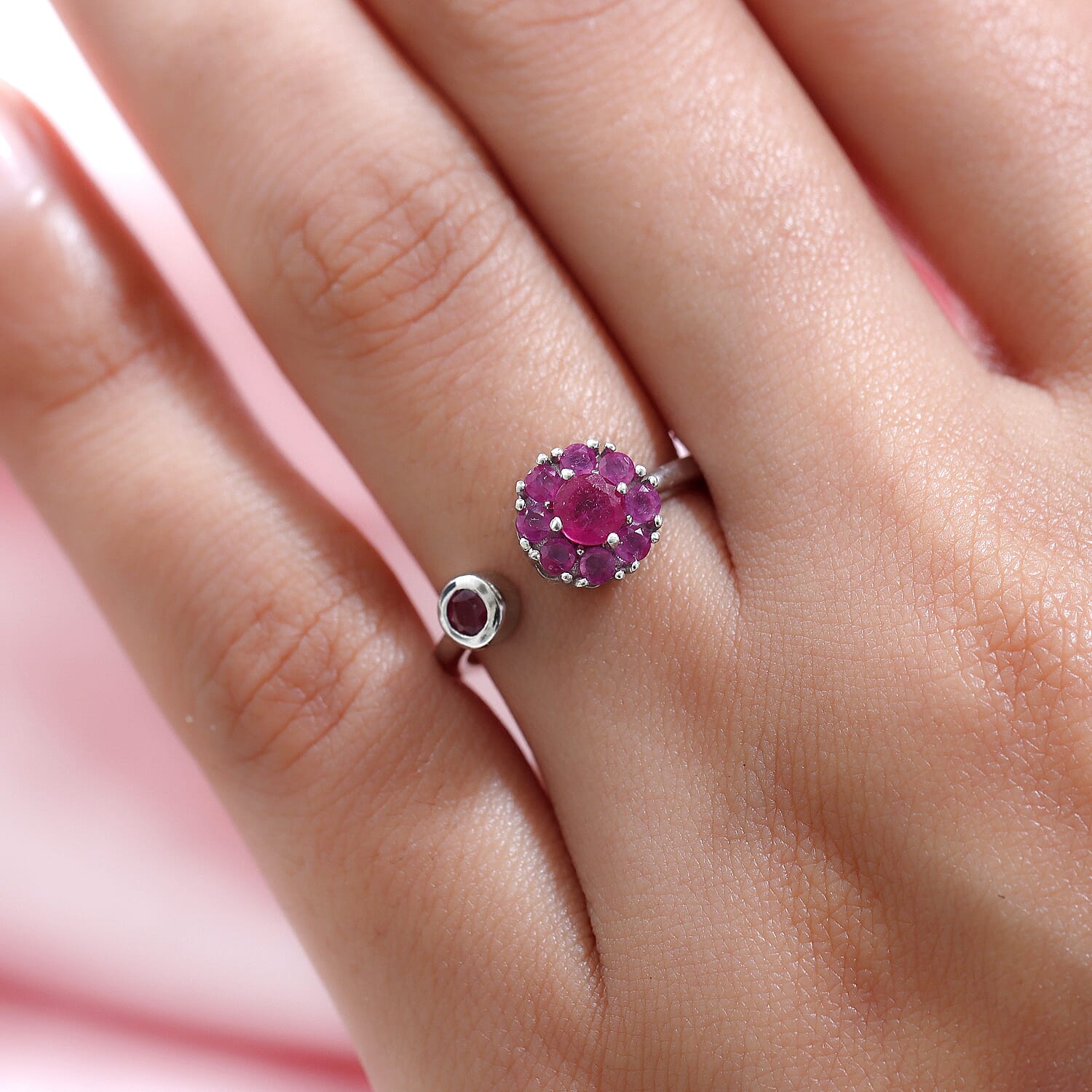 African Ruby (FF) Ring in Platinum Overlay Sterling Silver 1.12 Ct.