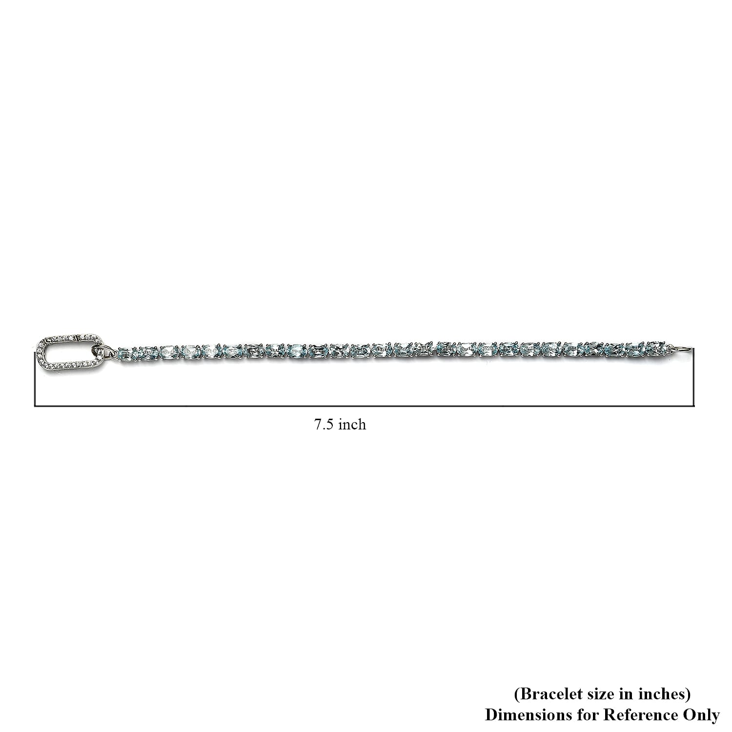 Skyblue Topaz and Simulated Diamond Bracelet (Size - 7.25) in Platinum Overlay Sterling Silver, Silver Wt. 8.82 Gms